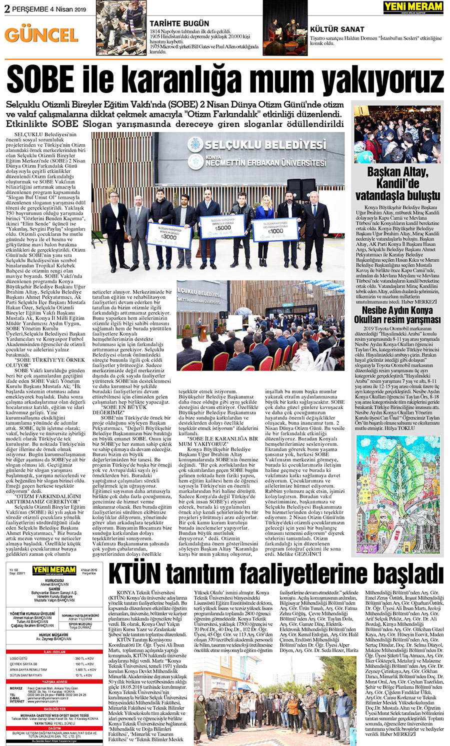 4 Nisan 2019 Yeni Meram Gazetesi