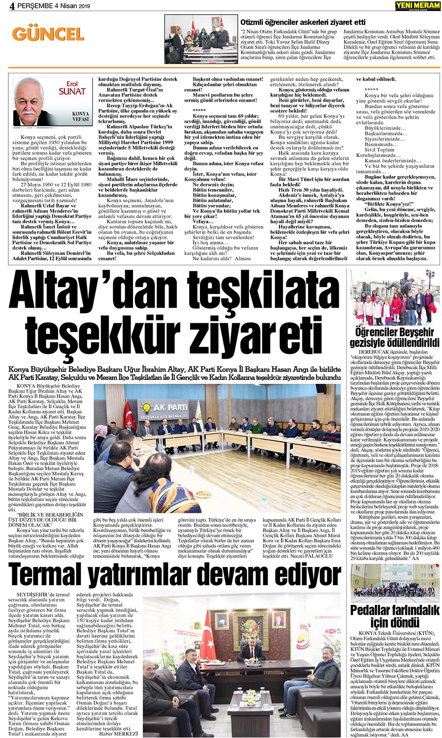 4 Nisan 2019 Yeni Meram Gazetesi