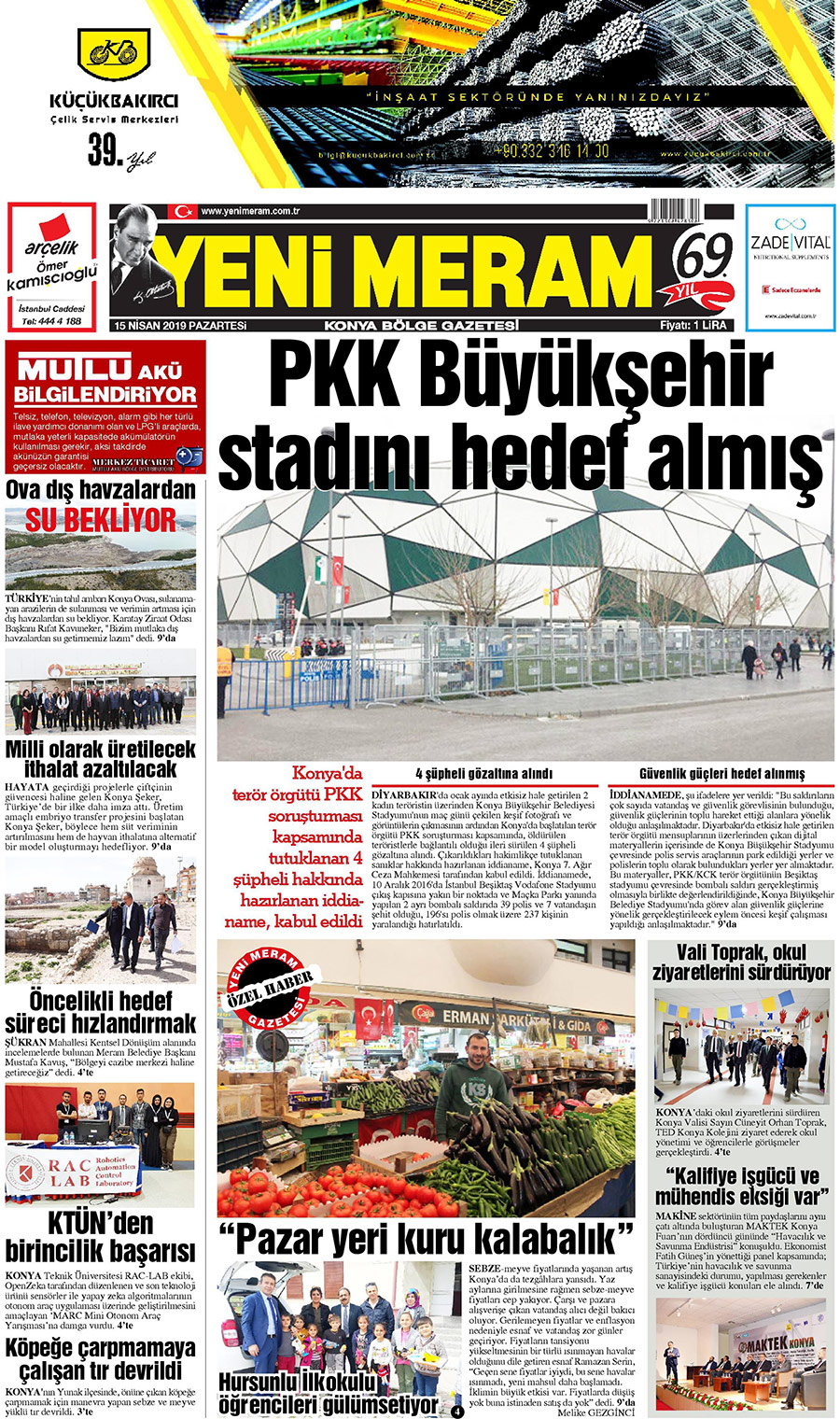 15 Nisan 2019 Yeni Meram Gazetesi