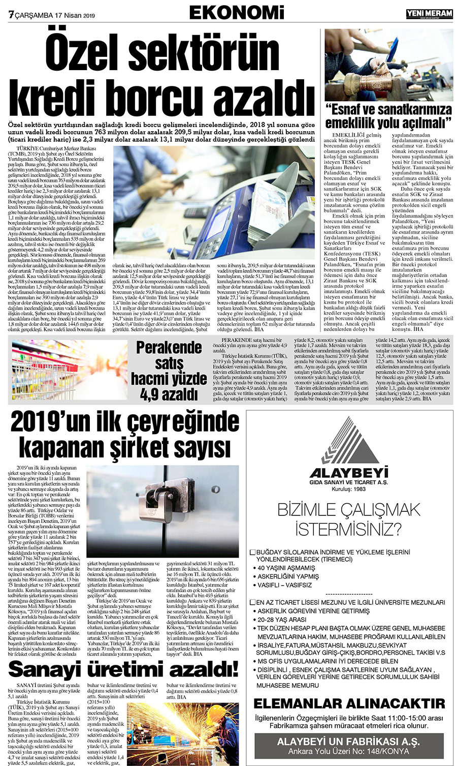 17 Nisan 2019 Yeni Meram Gazetesi