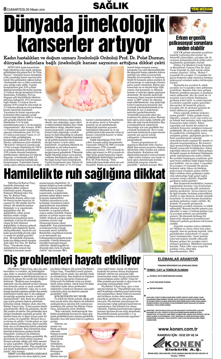 20 Nisan 2019 Yeni Meram Gazetesi