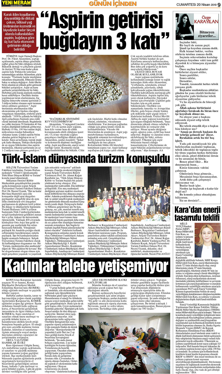 20 Nisan 2019 Yeni Meram Gazetesi