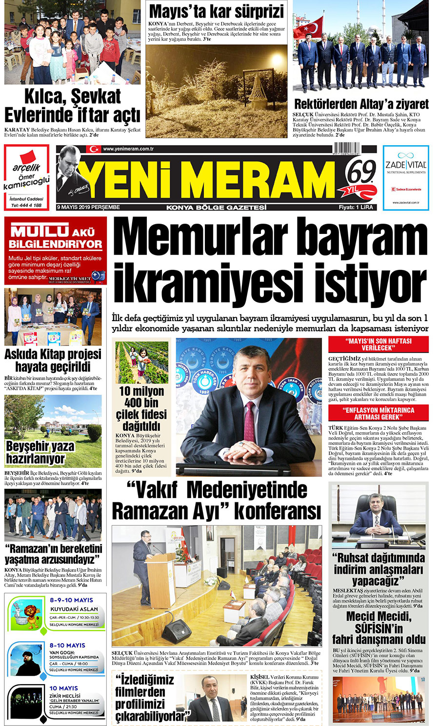 9 Mayıs 2019 Yeni Meram Gazetesi