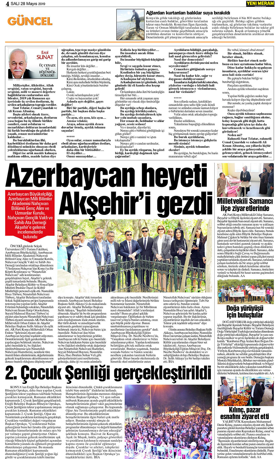 28 Mayıs 2019 Yeni Meram Gazetesi
