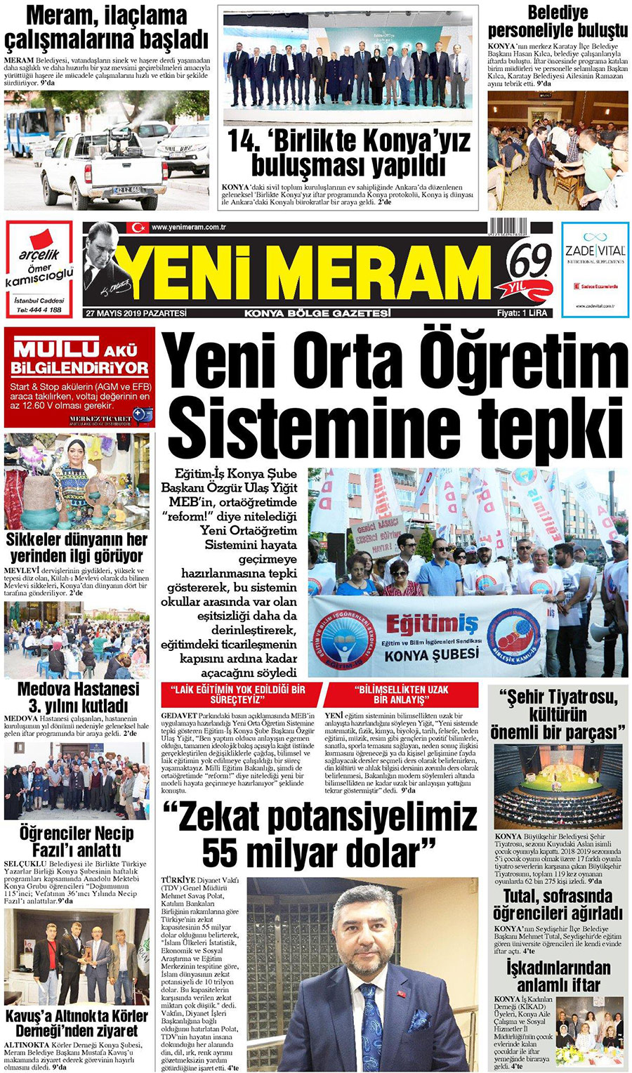 27 Mayıs 2019 Yeni Meram Gazetesi