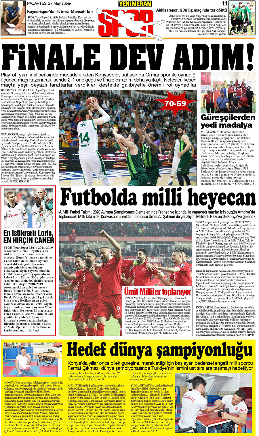 27 Mayıs 2019 Yeni Meram Gazetesi