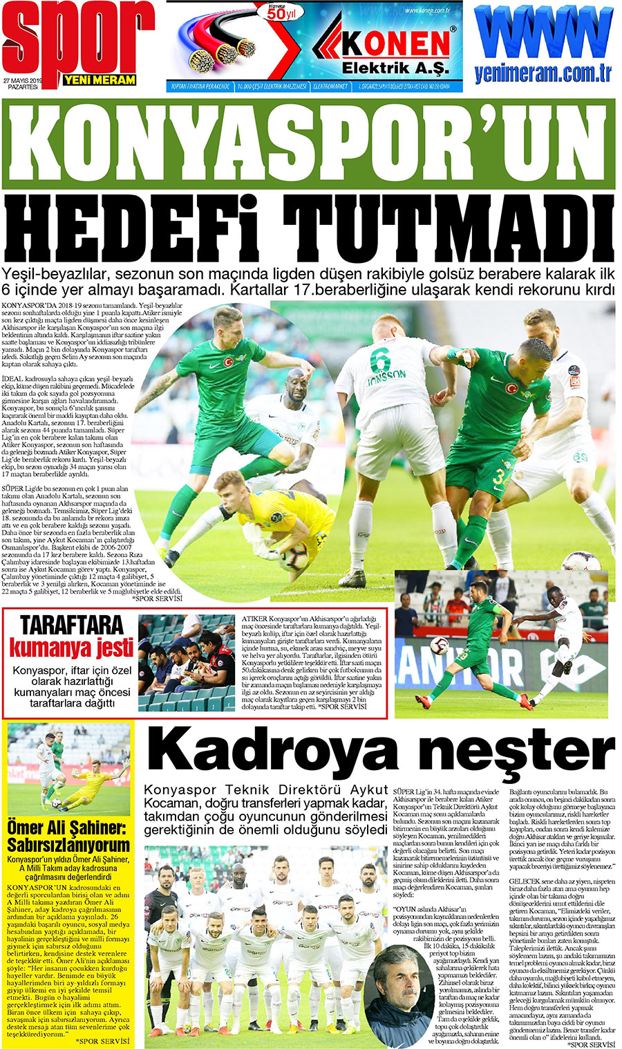 27 Mayıs 2019 Yeni Meram Gazetesi