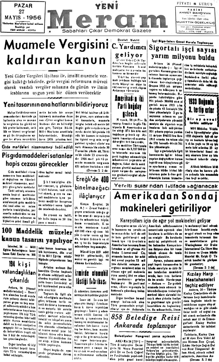 27 Mayıs 2019 Yeni Meram Gazetesi