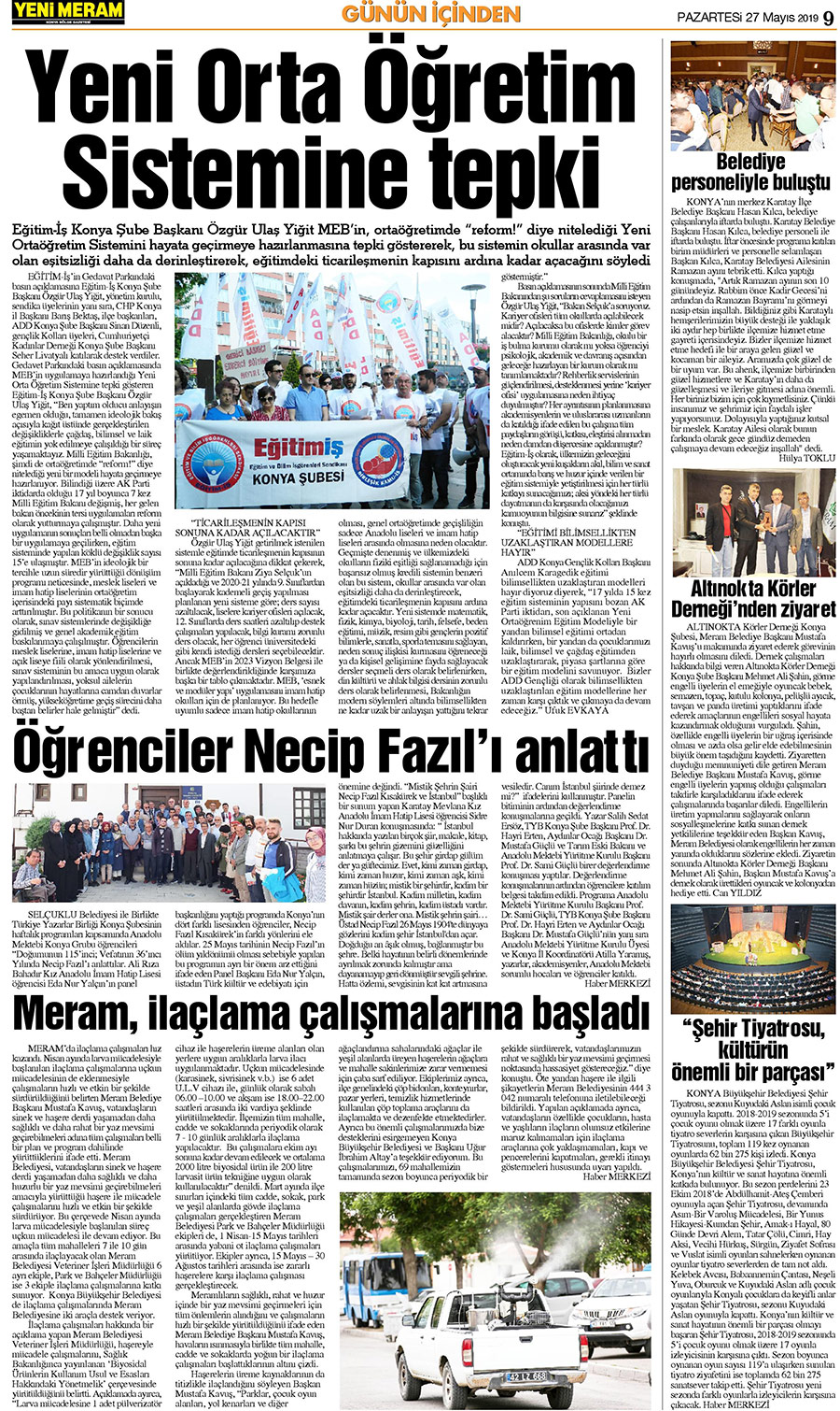 27 Mayıs 2019 Yeni Meram Gazetesi