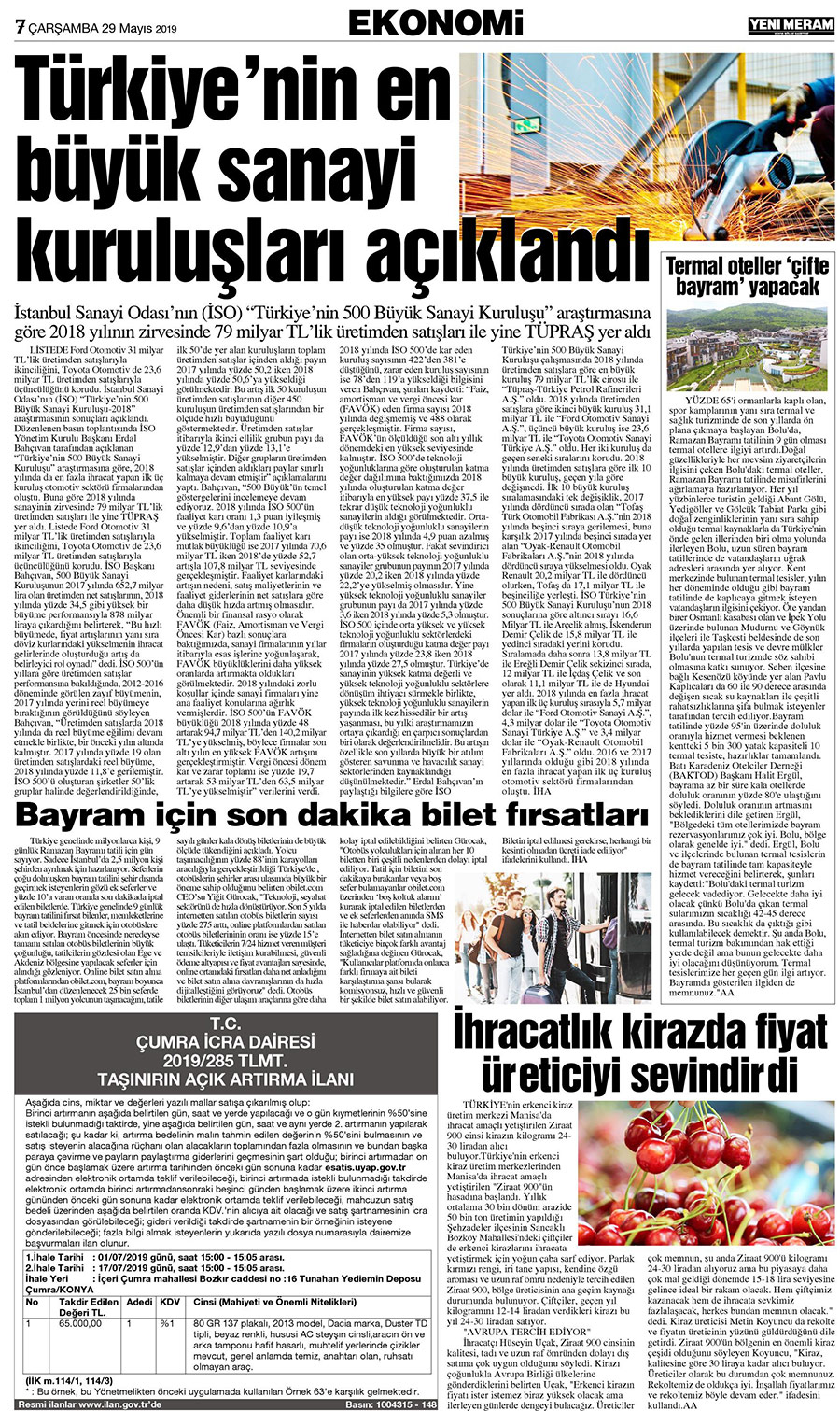 29 Mayıs 2019 Yeni Meram Gazetesi