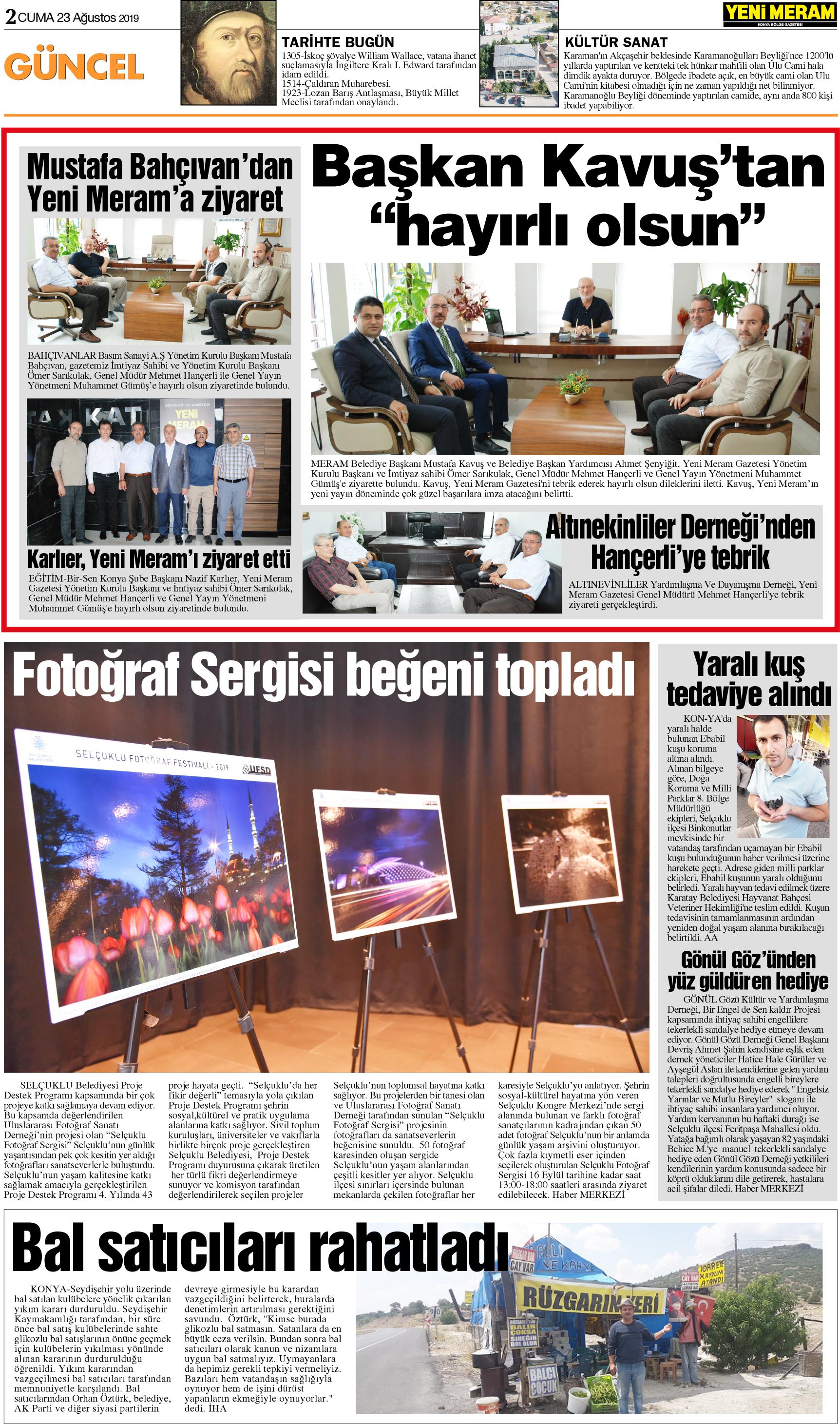 23 Ağustos 2019 Yeni Meram Gazetesi