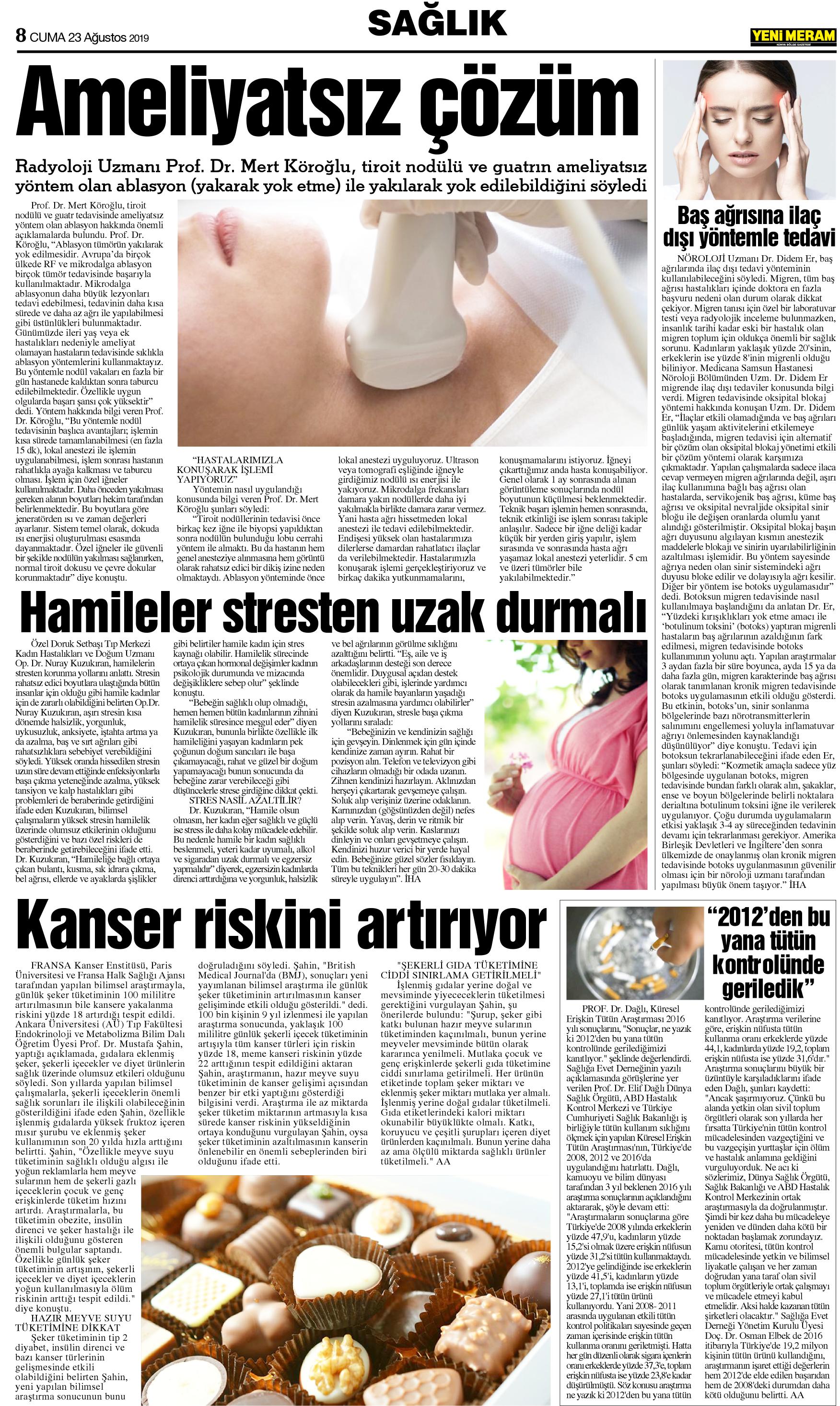 23 Ağustos 2019 Yeni Meram Gazetesi