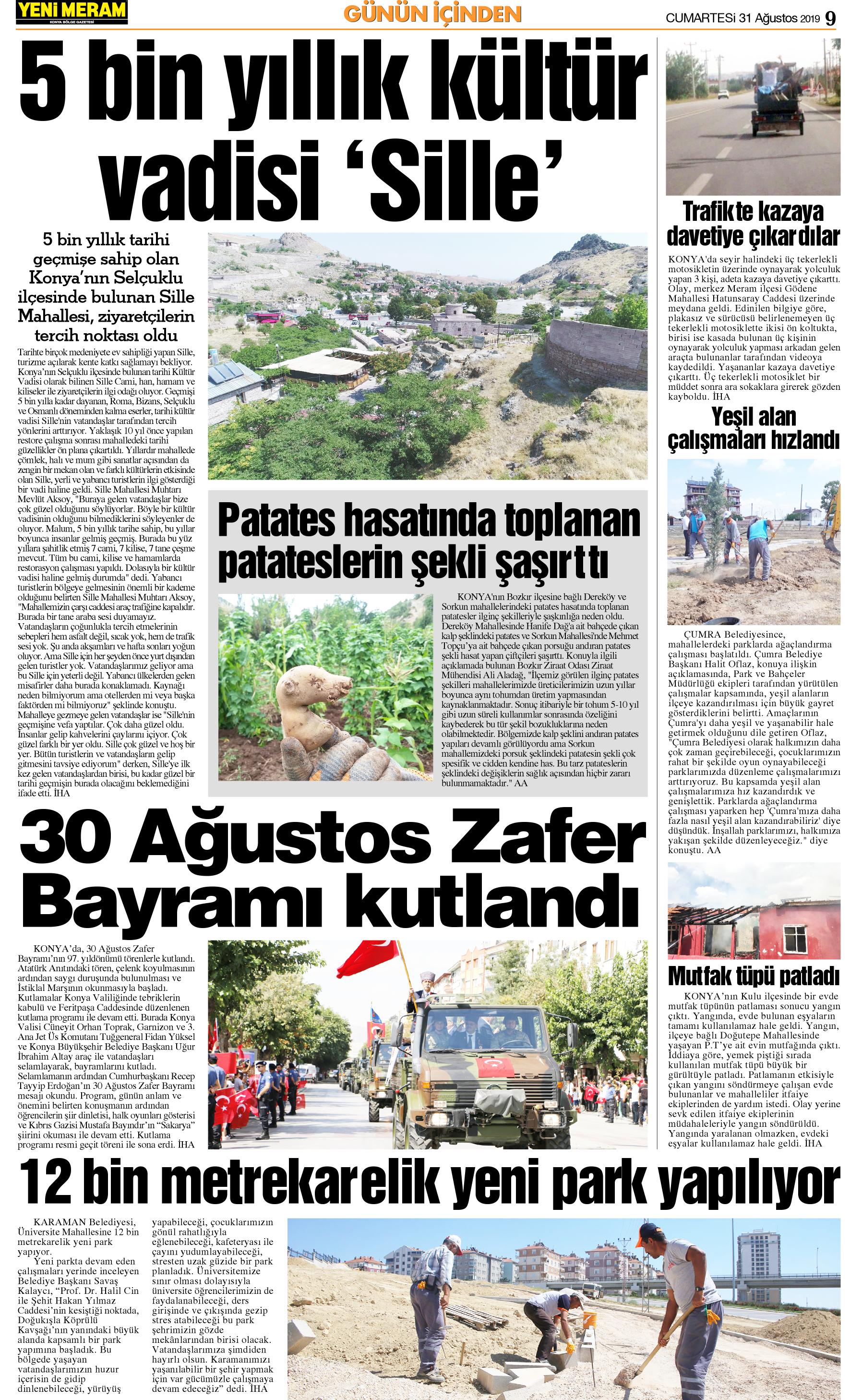 31 Ağustos 2019 Yeni Meram Gazetesi