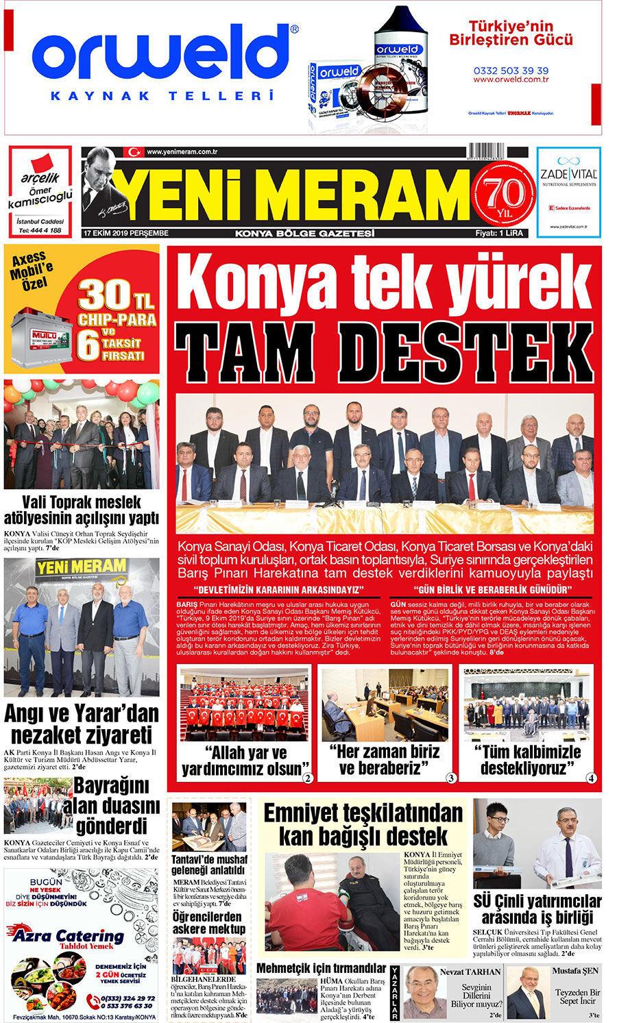 17 Ekim 2019 Yeni Meram Gazetesi