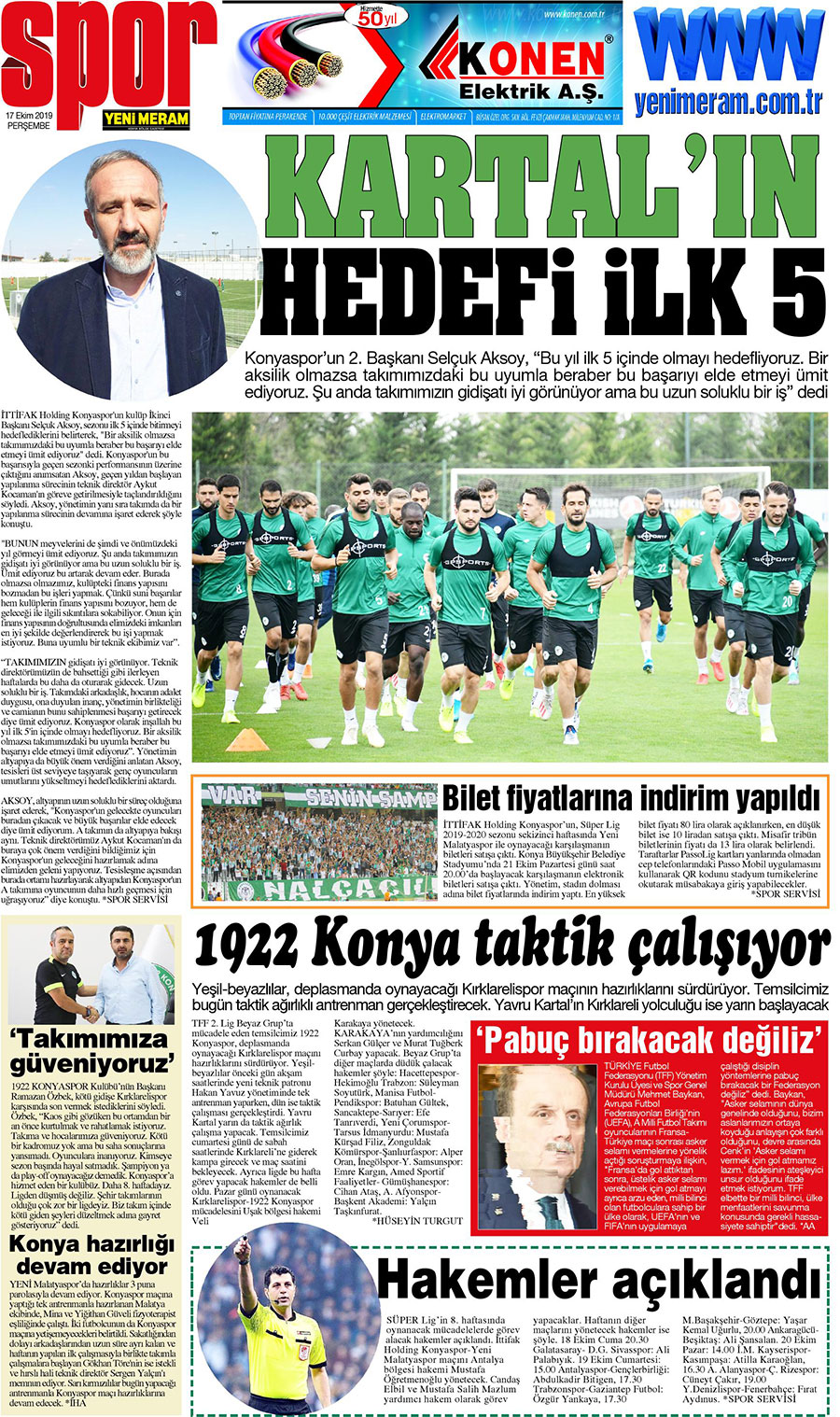 17 Ekim 2019 Yeni Meram Gazetesi