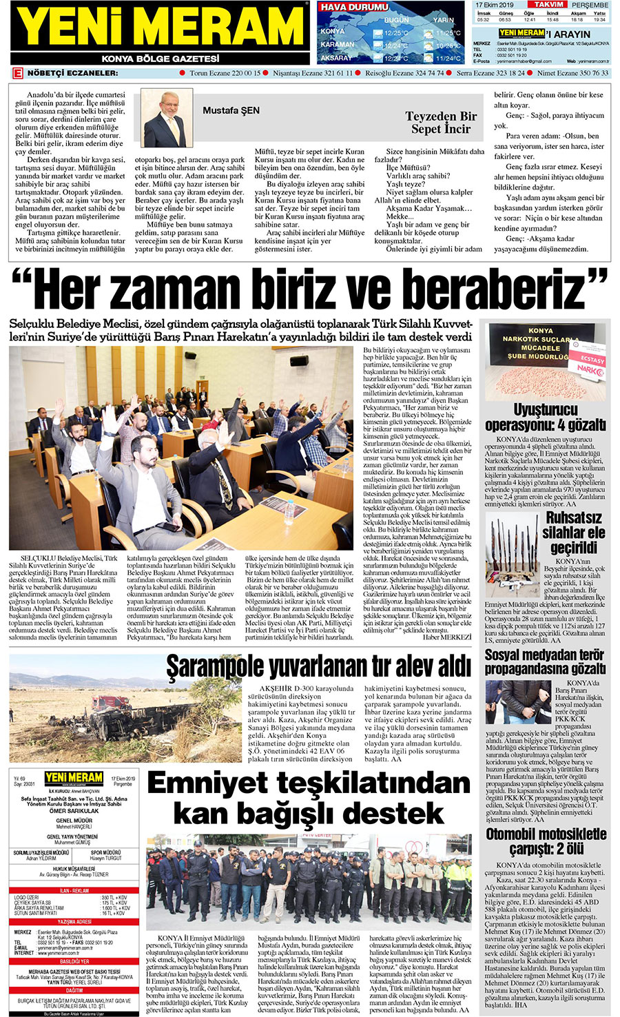 17 Ekim 2019 Yeni Meram Gazetesi