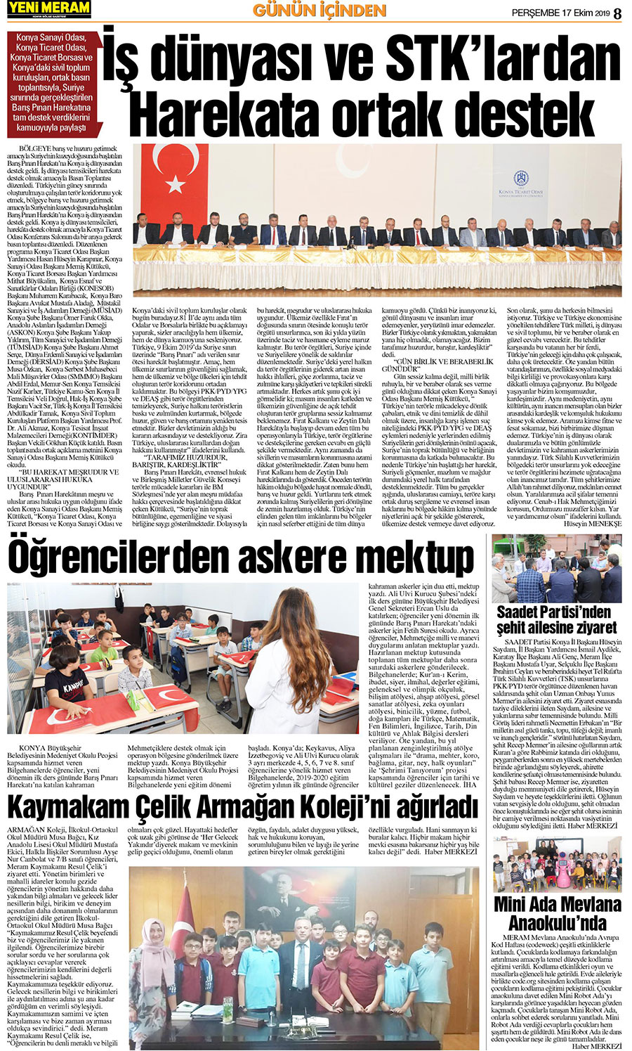 17 Ekim 2019 Yeni Meram Gazetesi