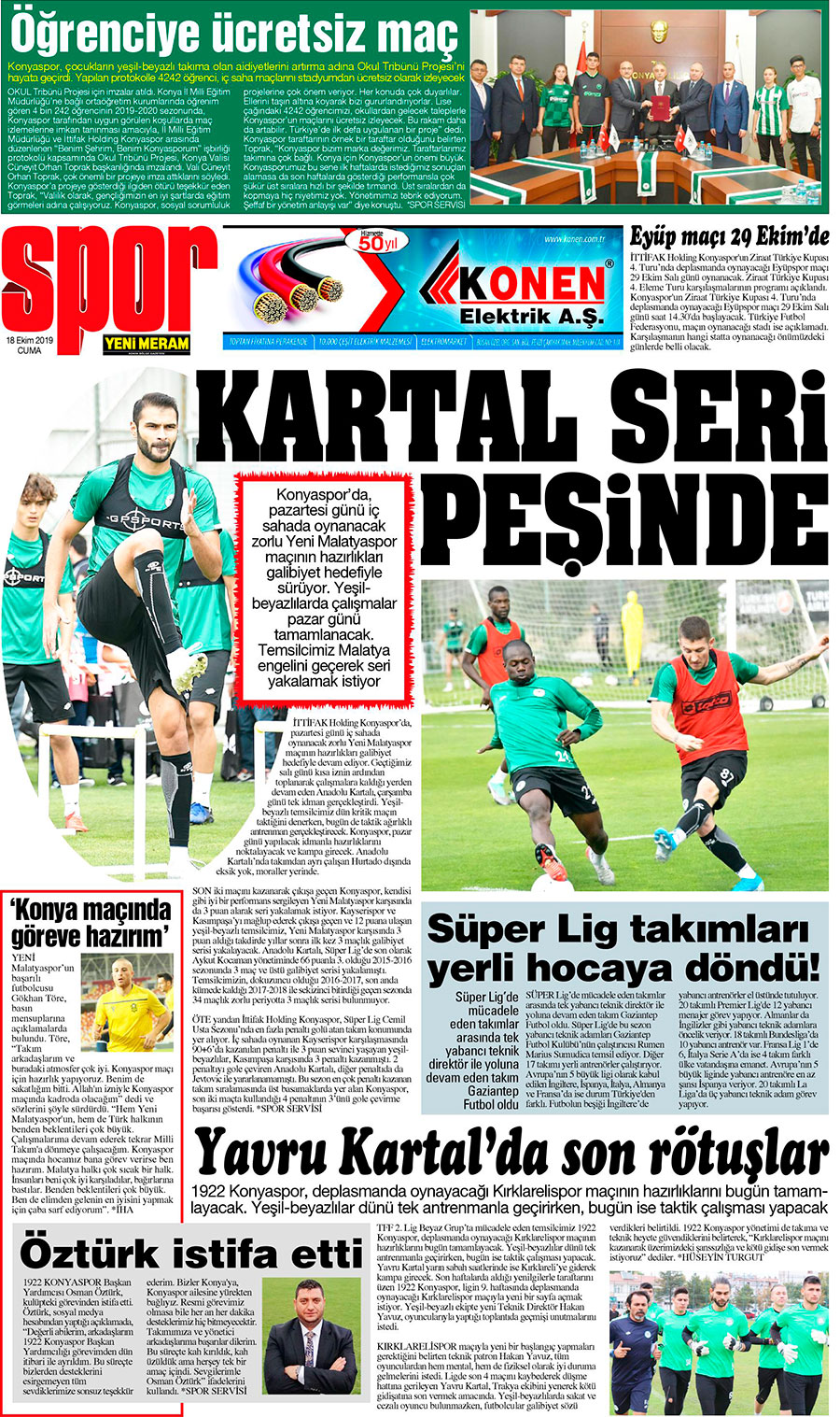 18 Ekim 2019 Yeni Meram Gazetesi