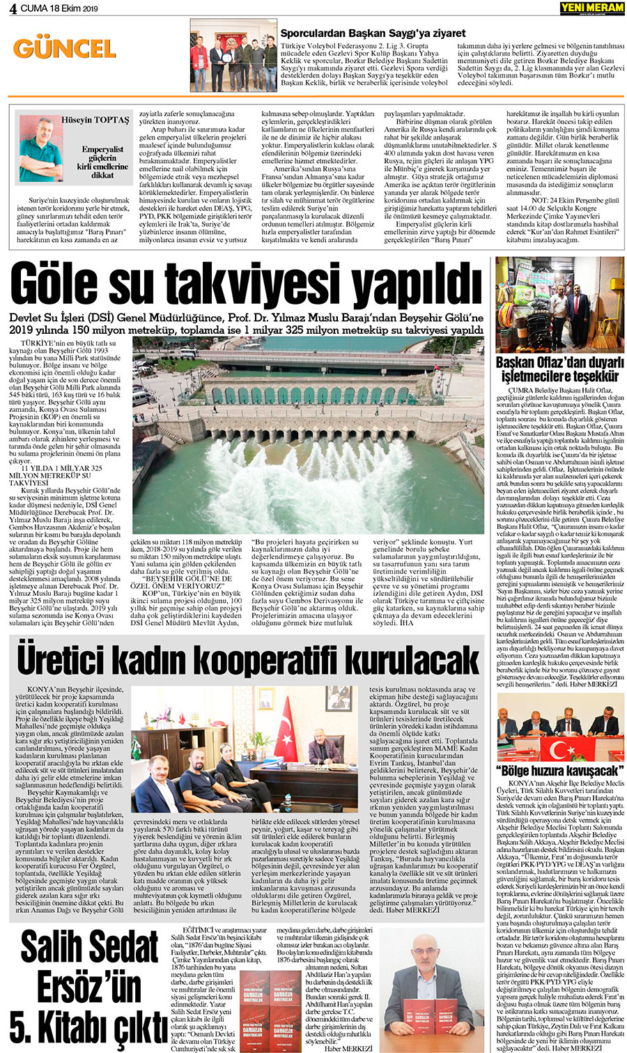 18 Ekim 2019 Yeni Meram Gazetesi