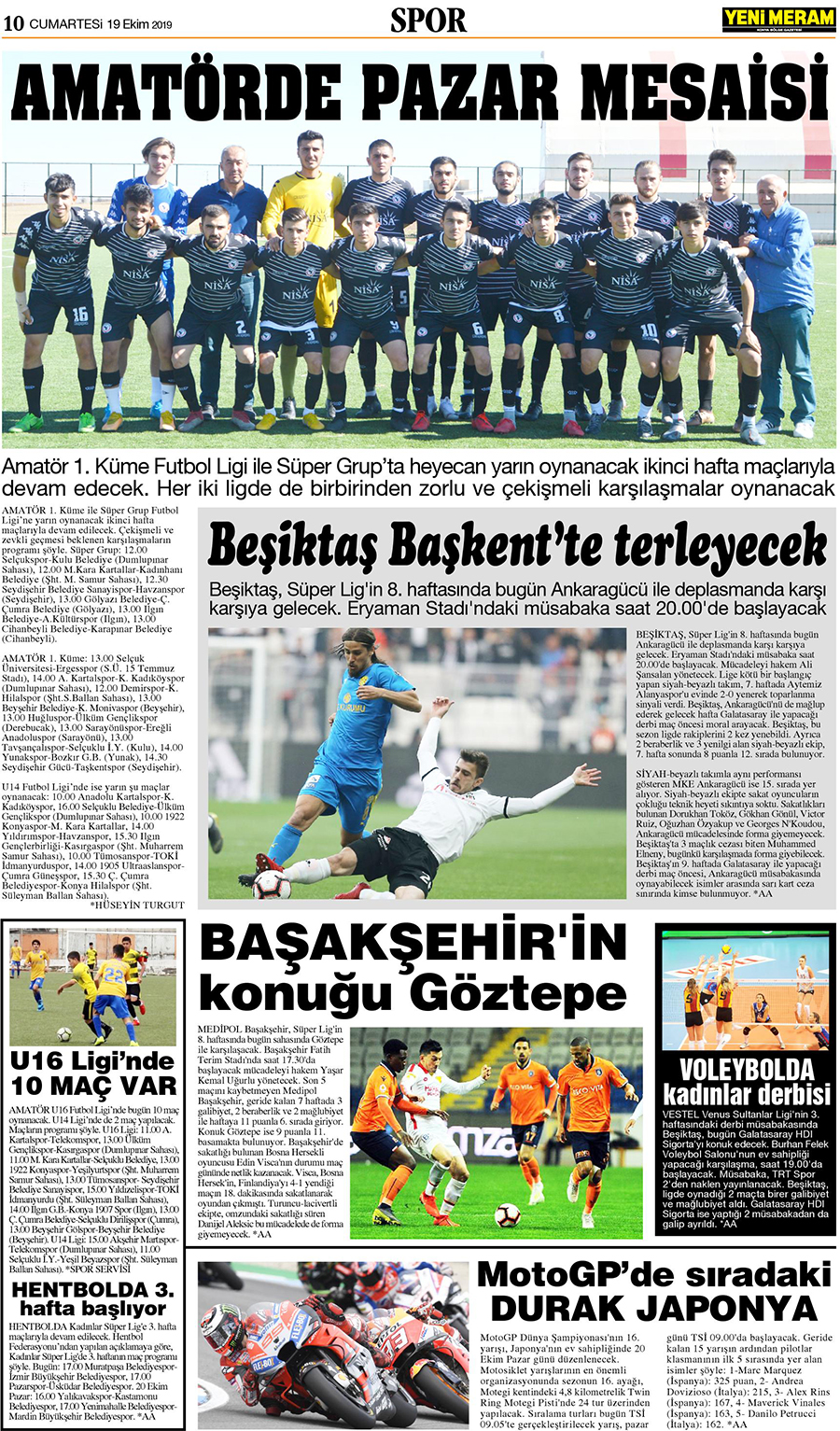 19 Ekim 2019 Yeni Meram Gazetesi