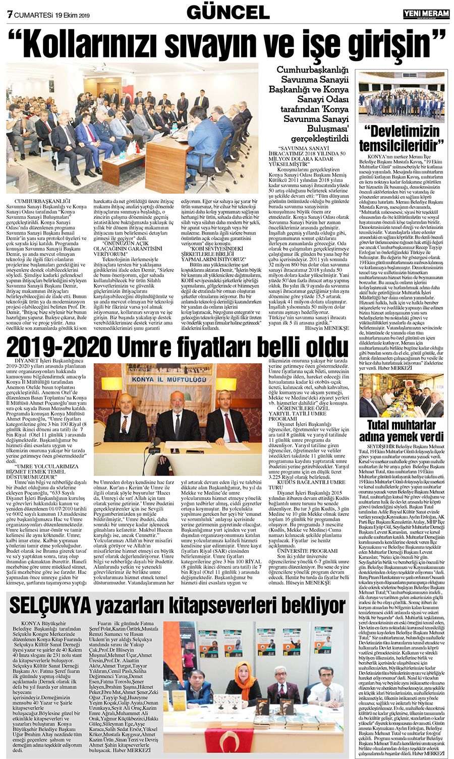 19 Ekim 2019 Yeni Meram Gazetesi