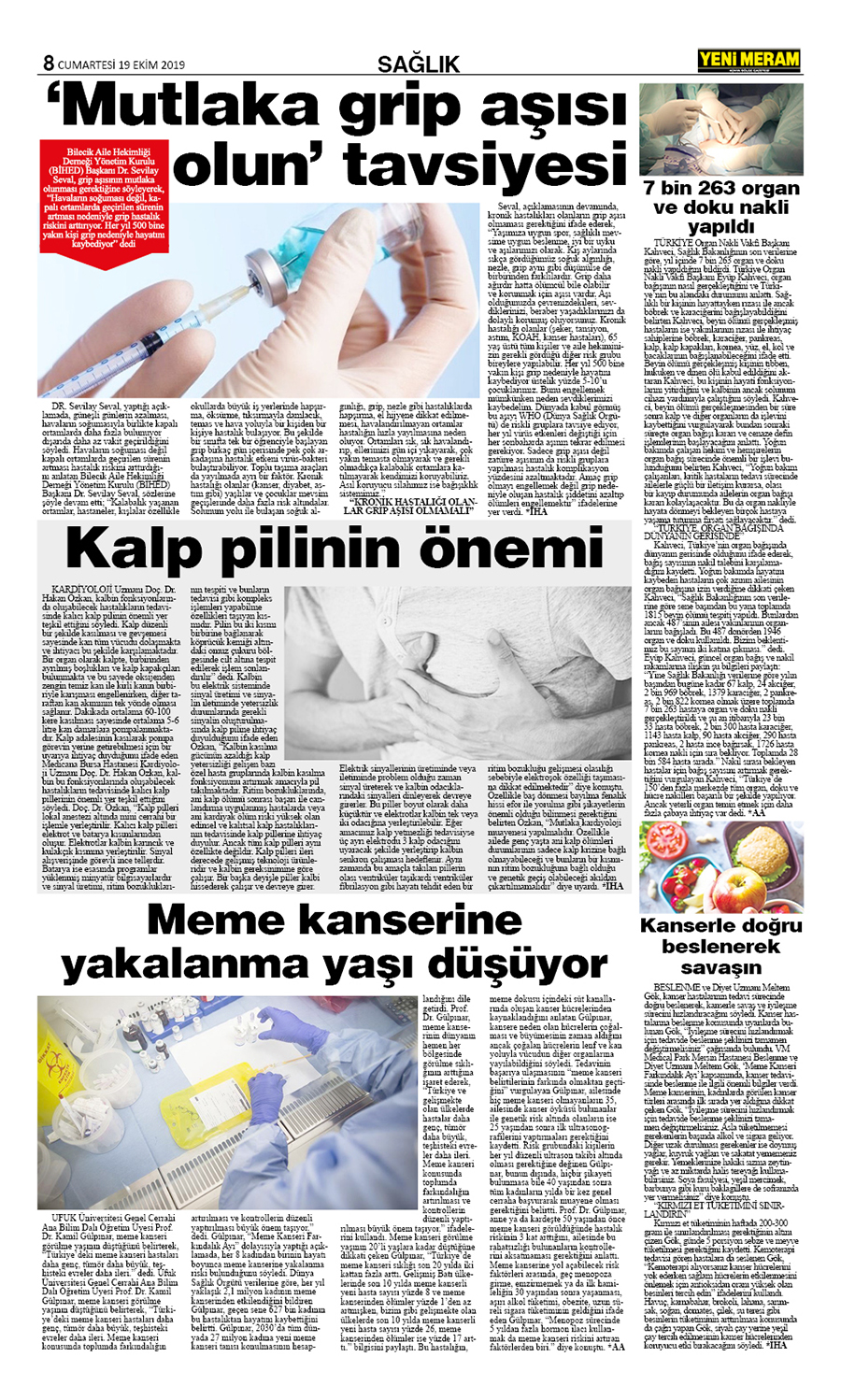 19 Ekim 2019 Yeni Meram Gazetesi