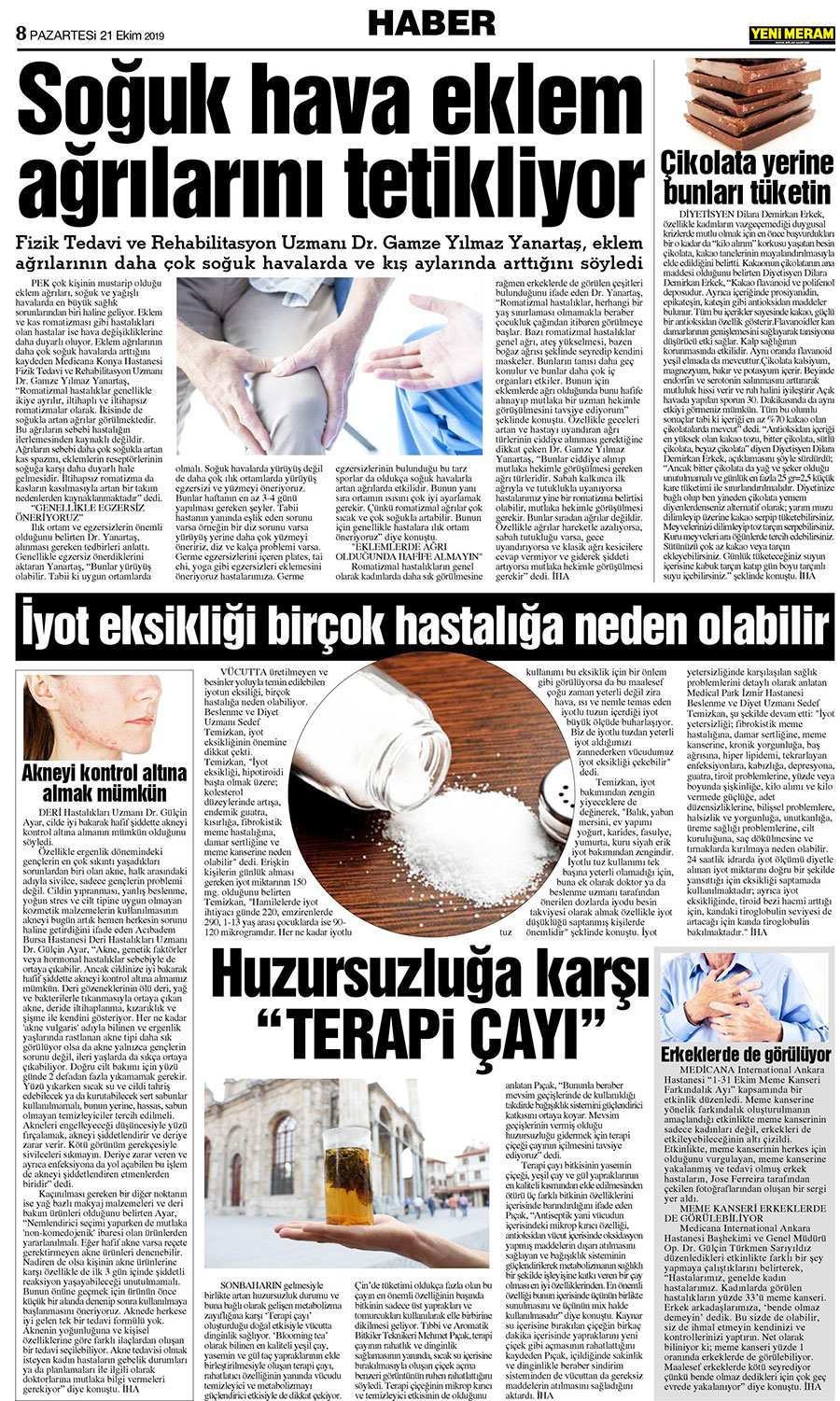 21 Ekim 2019 Yeni Meram Gazetesi