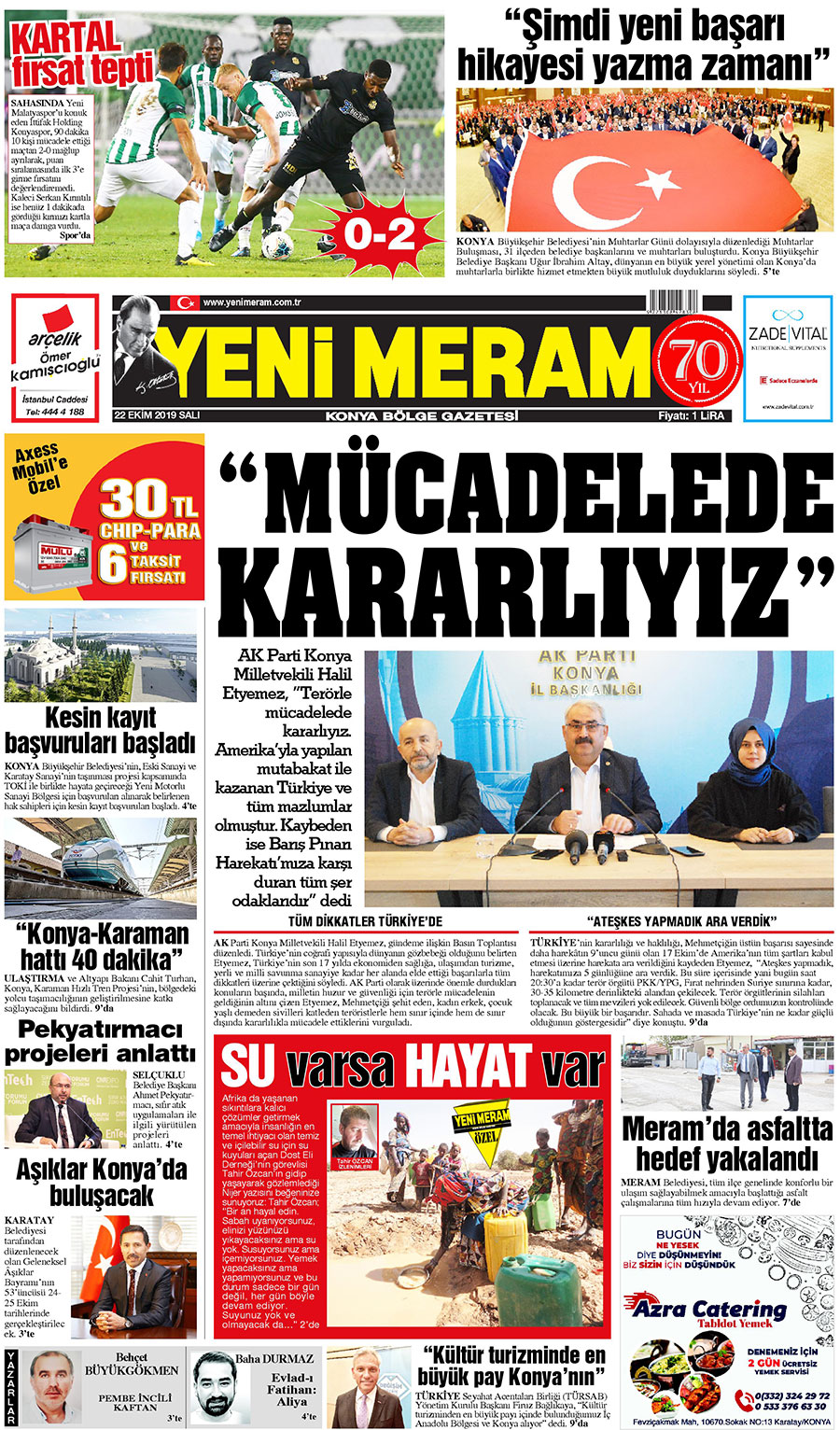 22 Ekim 2019 Yeni Meram Gazetesi