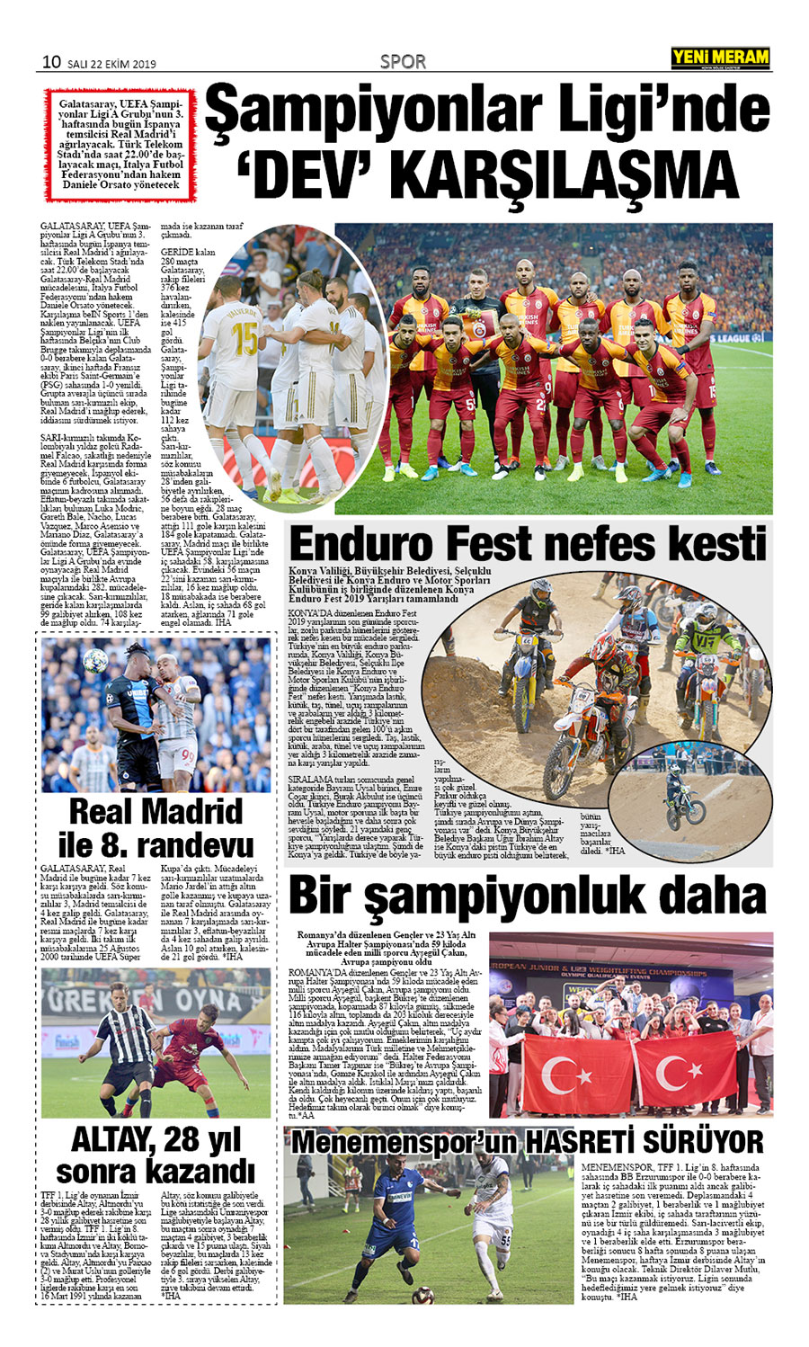 22 Ekim 2019 Yeni Meram Gazetesi