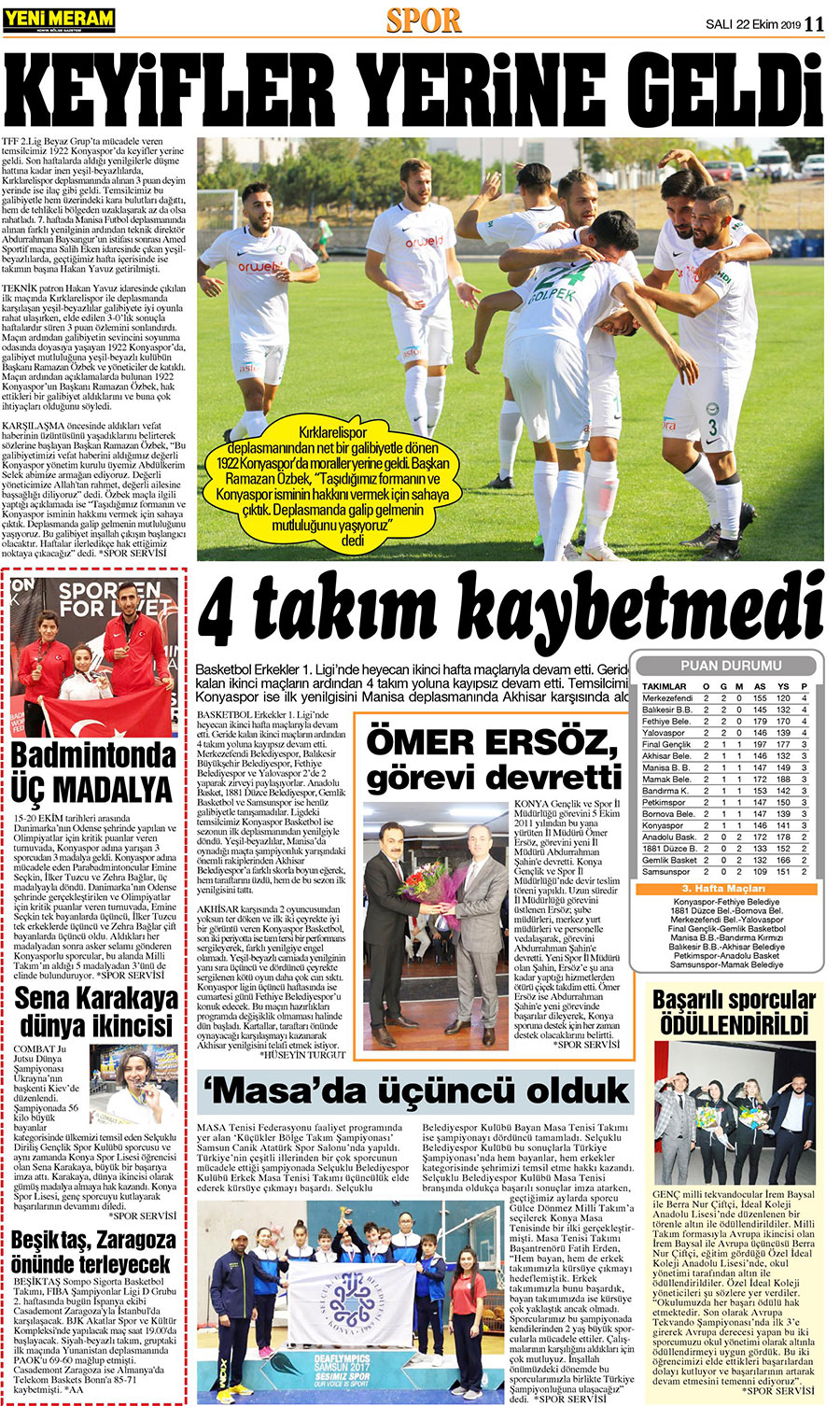 22 Ekim 2019 Yeni Meram Gazetesi