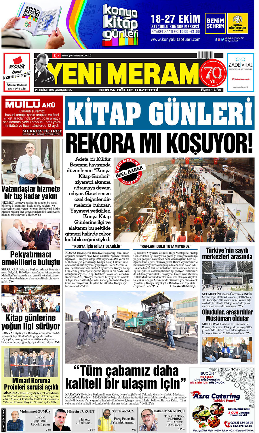 23 Ekim 2019 Yeni Meram Gazetesi