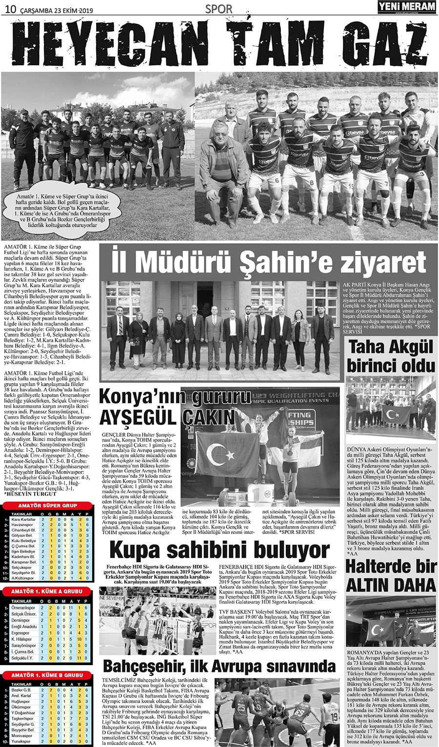 23 Ekim 2019 Yeni Meram Gazetesi