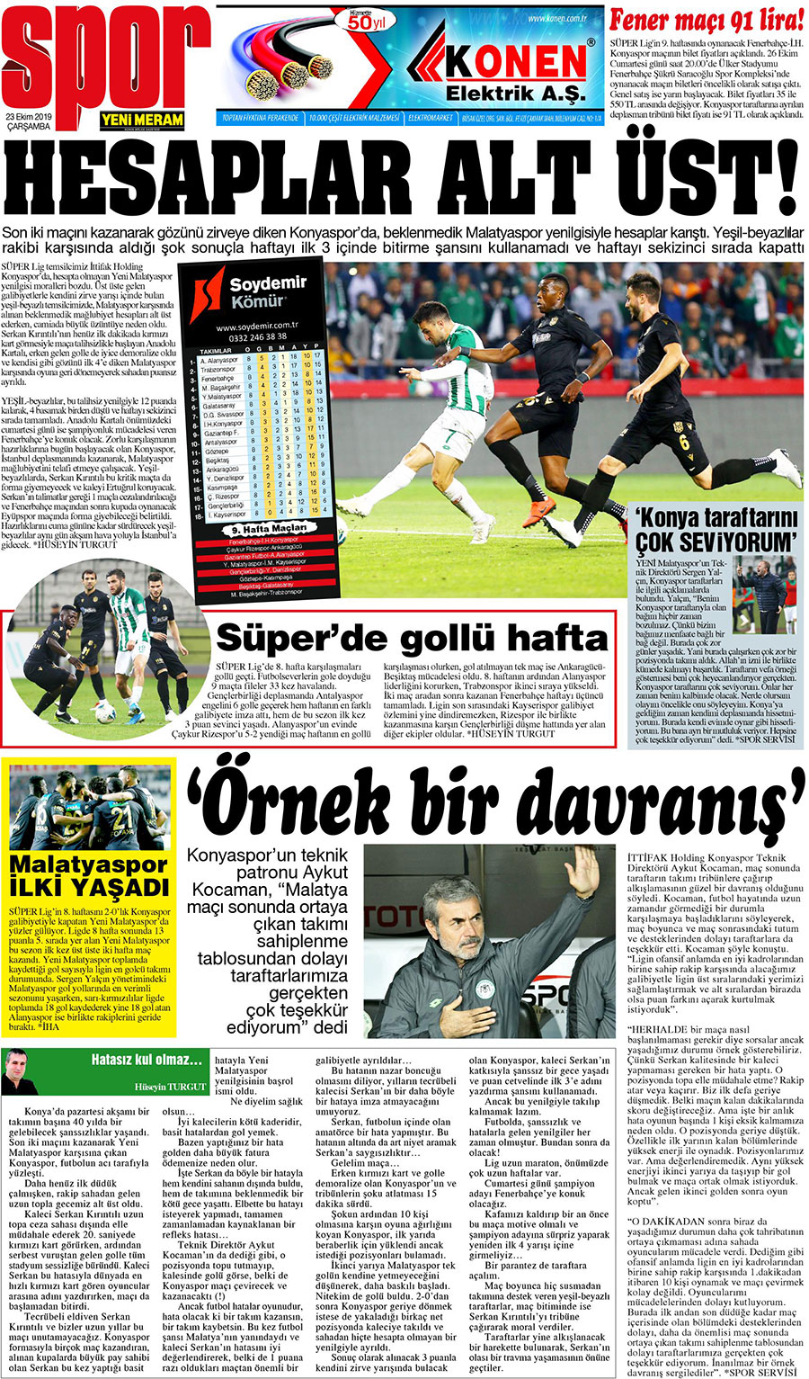 23 Ekim 2019 Yeni Meram Gazetesi