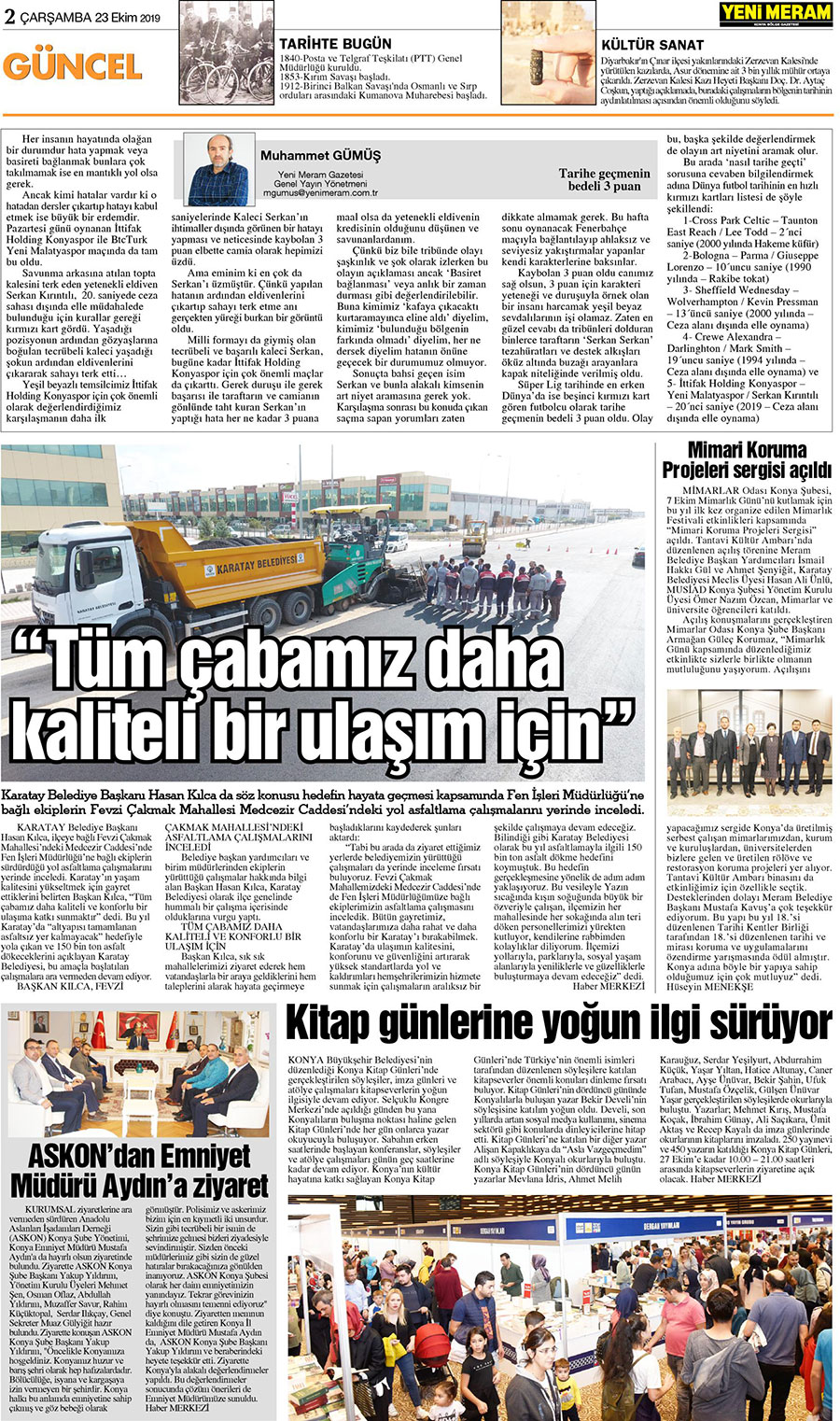 23 Ekim 2019 Yeni Meram Gazetesi