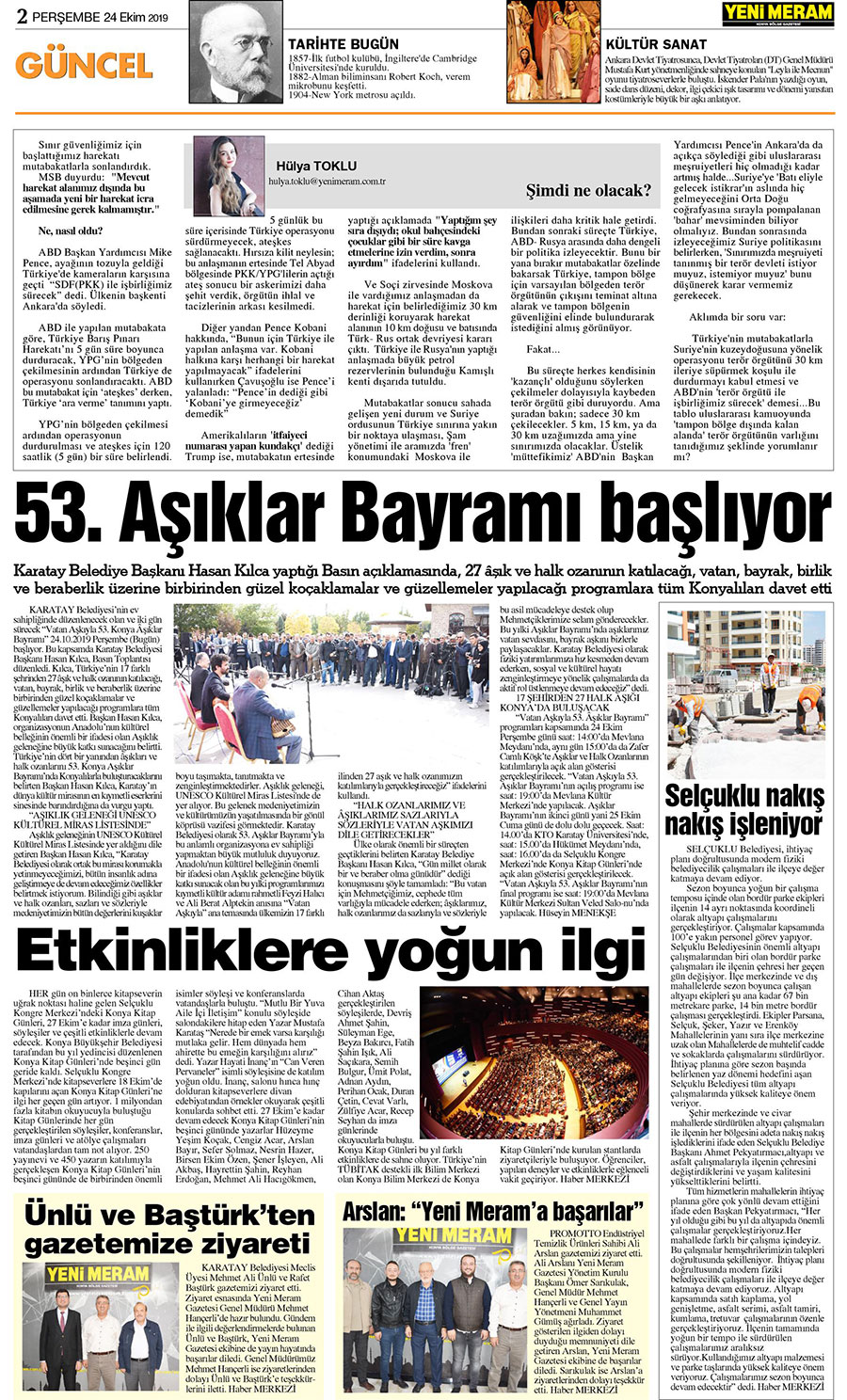 24 Ekim 2019 Yeni Meram Gazetesi