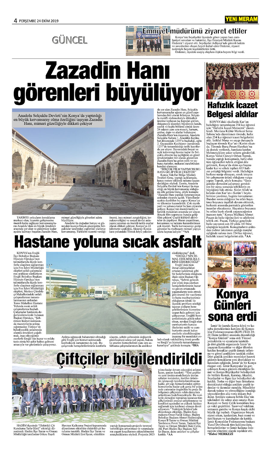 24 Ekim 2019 Yeni Meram Gazetesi