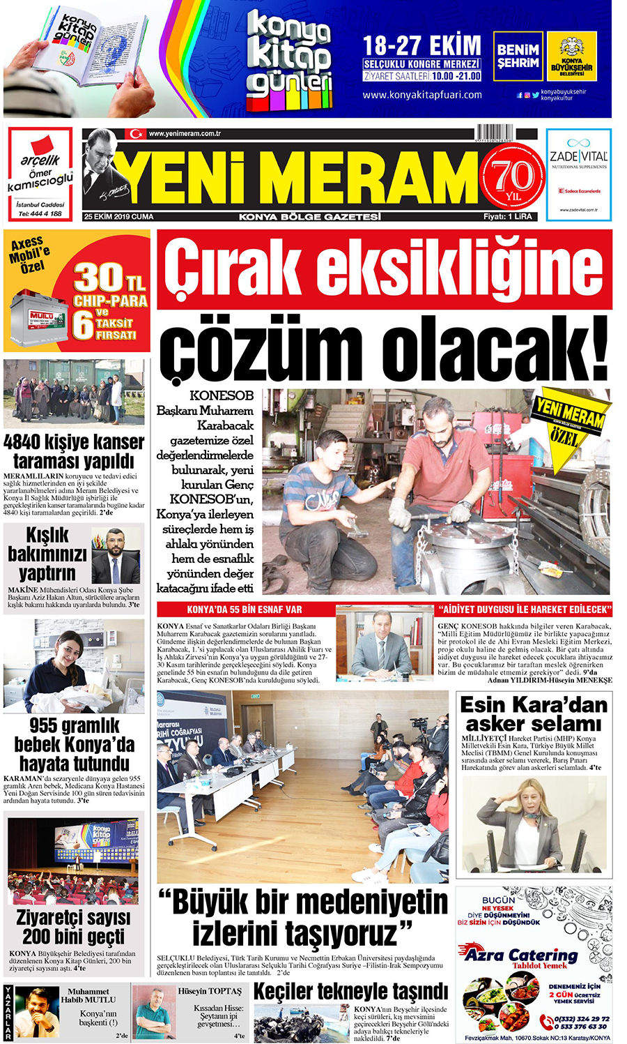 25 Ekim 2019 Yeni Meram Gazetesi