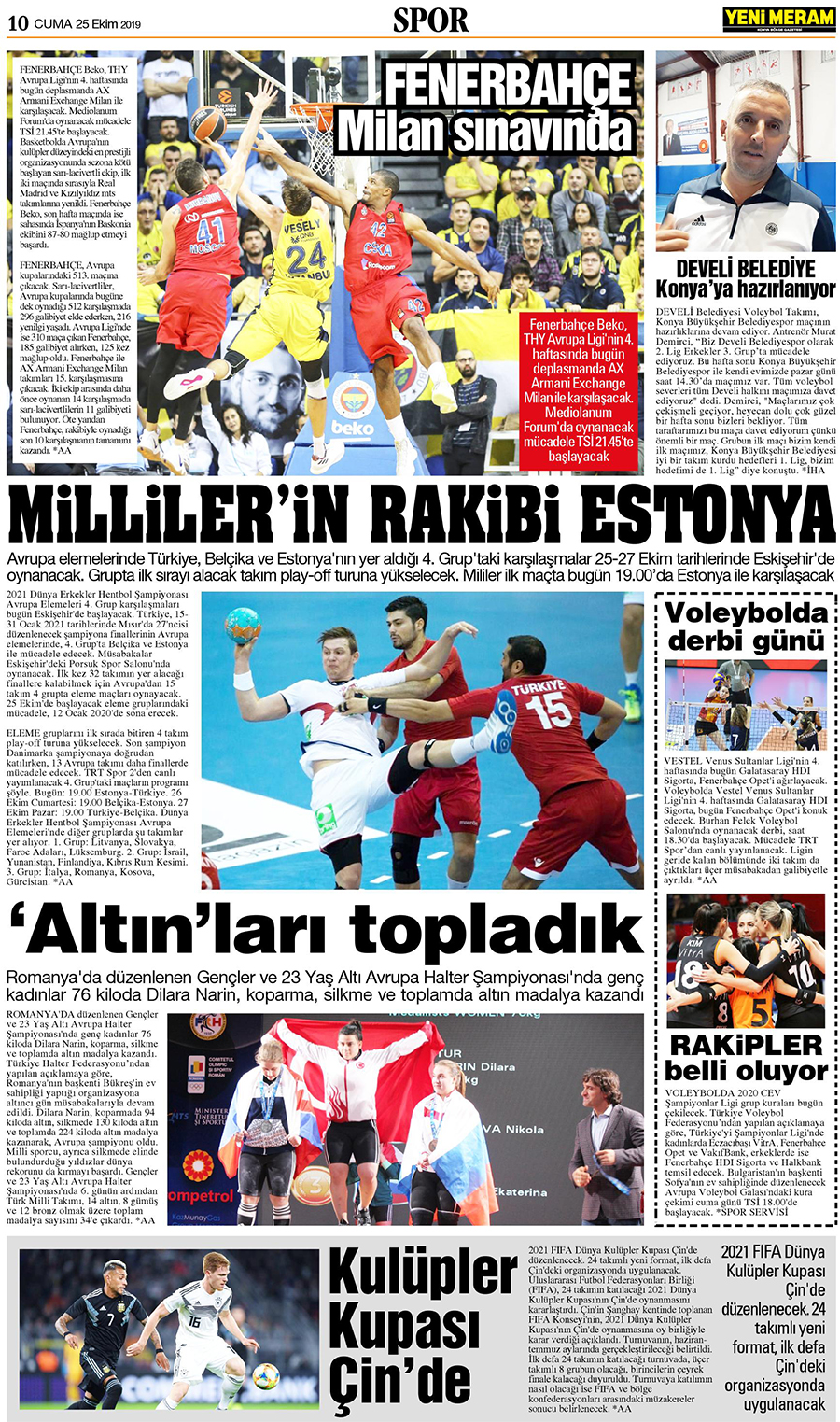 25 Ekim 2019 Yeni Meram Gazetesi