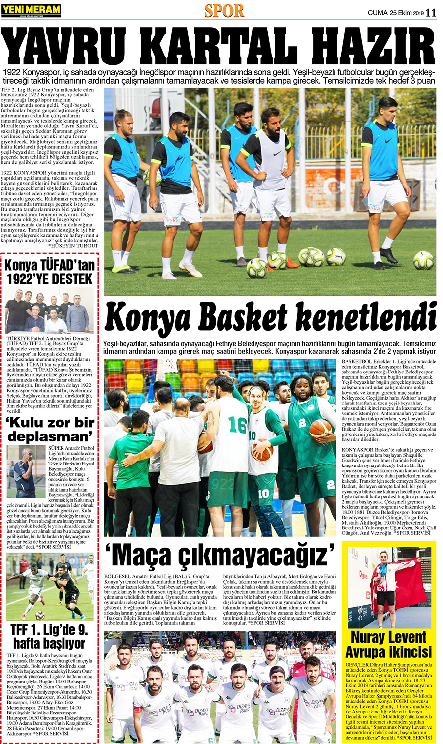 25 Ekim 2019 Yeni Meram Gazetesi