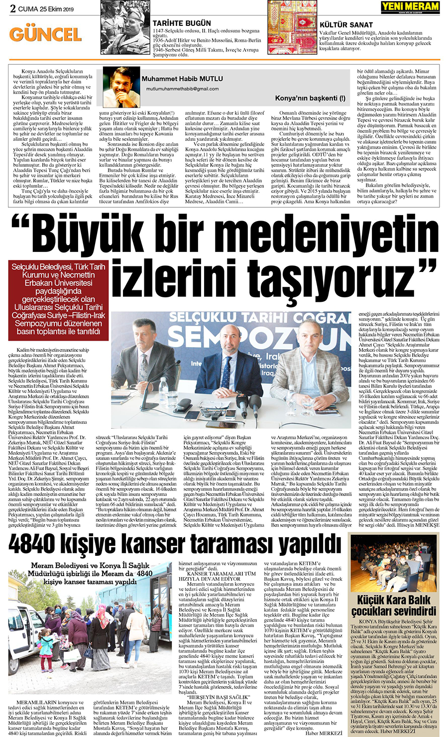 25 Ekim 2019 Yeni Meram Gazetesi