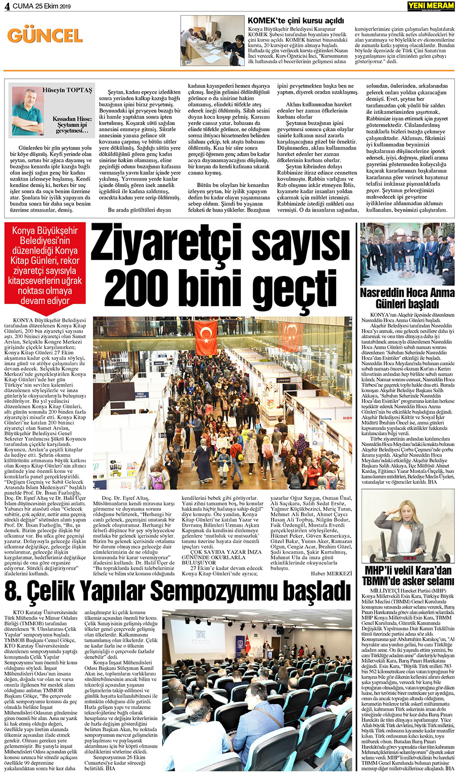 25 Ekim 2019 Yeni Meram Gazetesi