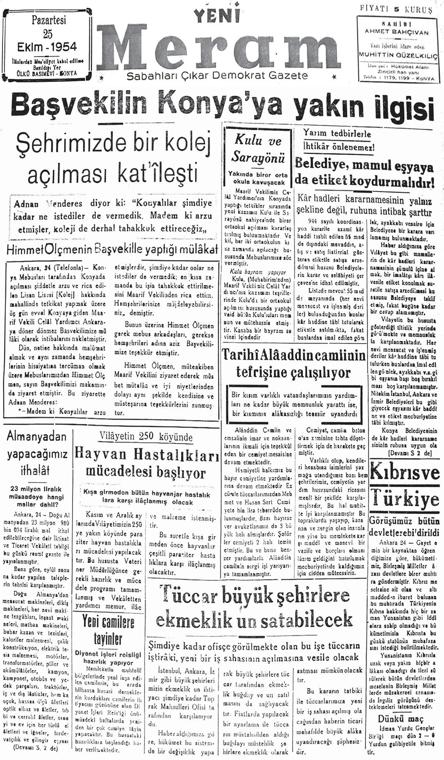 25 Ekim 2019 Yeni Meram Gazetesi