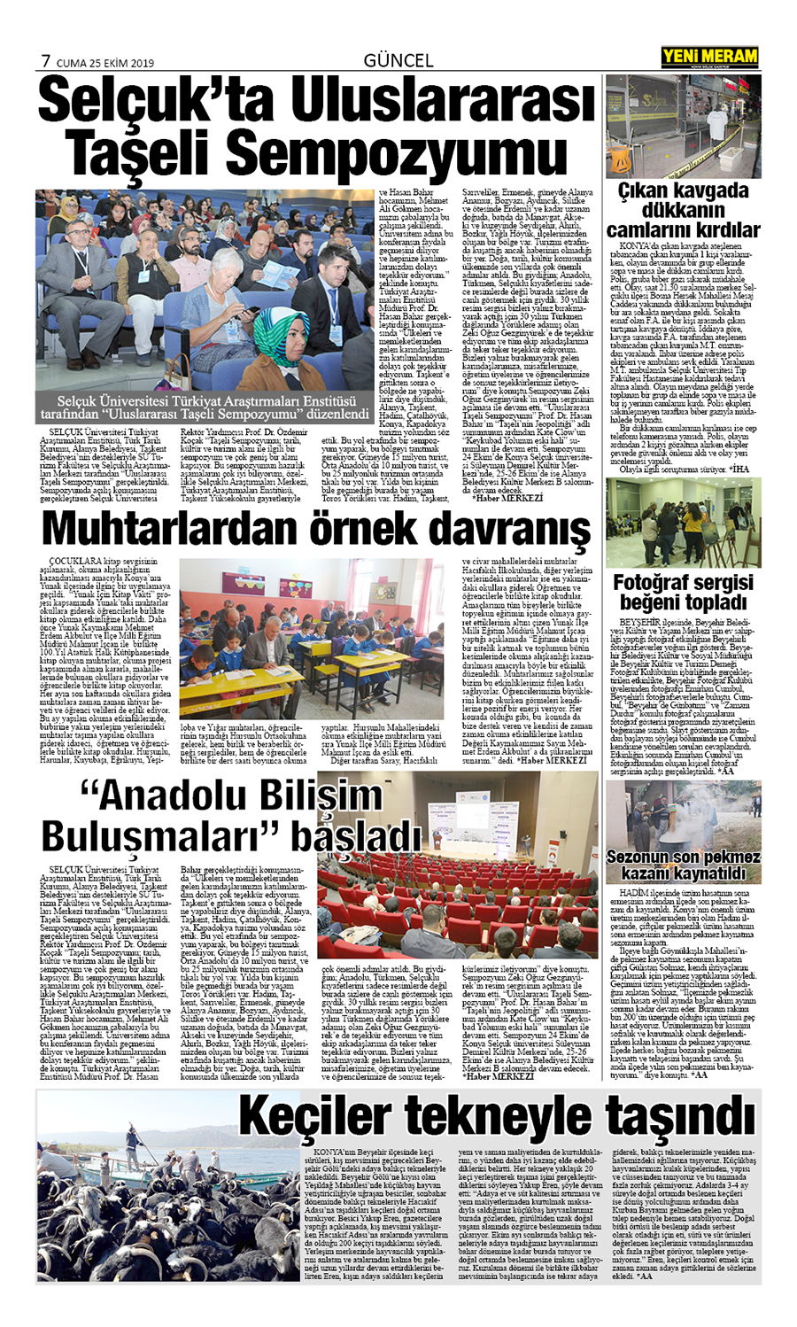 25 Ekim 2019 Yeni Meram Gazetesi