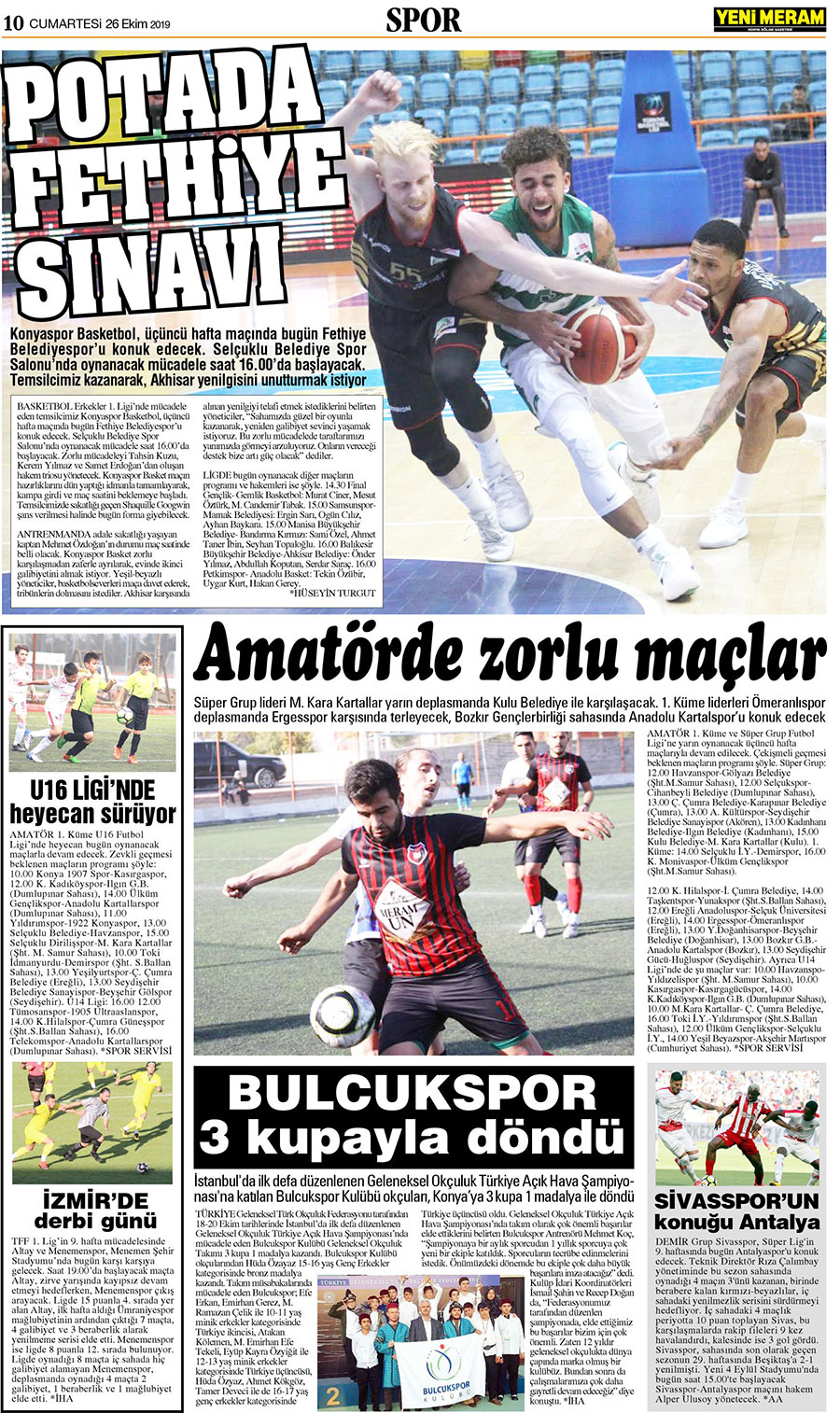 26 Ekim 2019 Yeni Meram Gazetesi