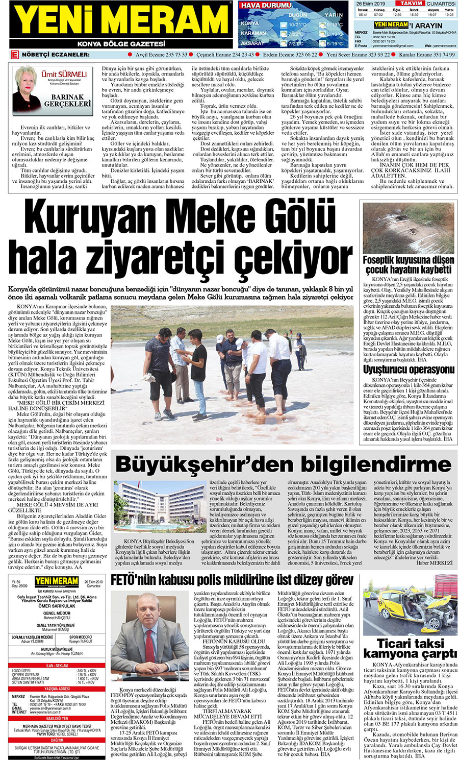 26 Ekim 2019 Yeni Meram Gazetesi