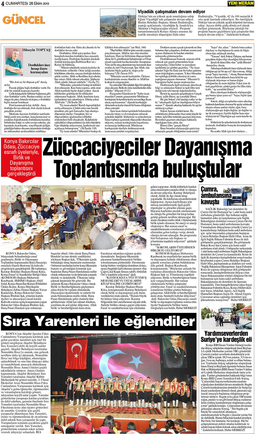 26 Ekim 2019 Yeni Meram Gazetesi