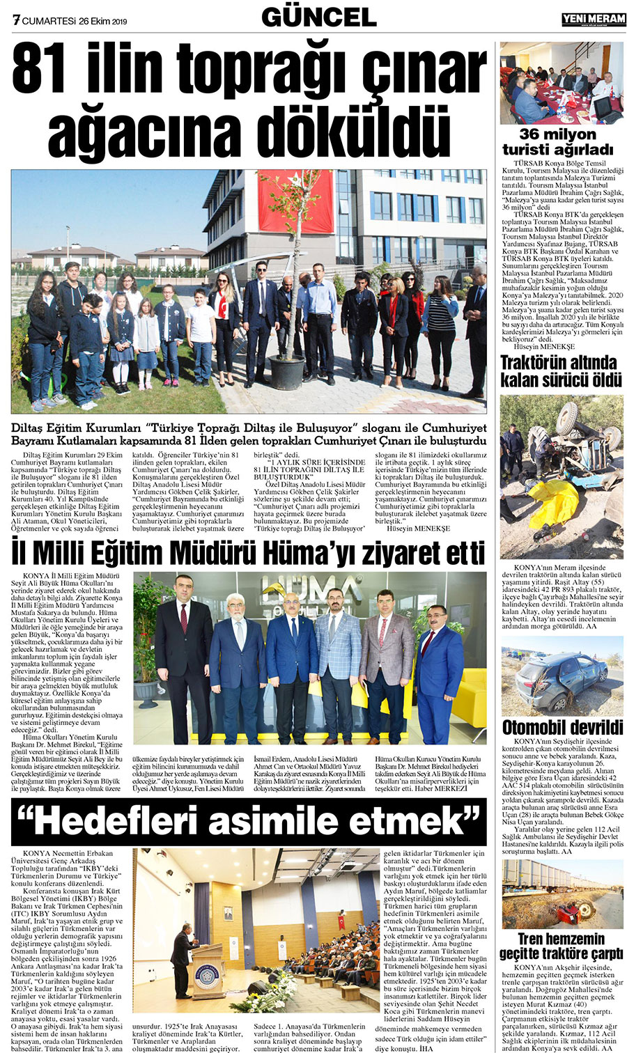 26 Ekim 2019 Yeni Meram Gazetesi