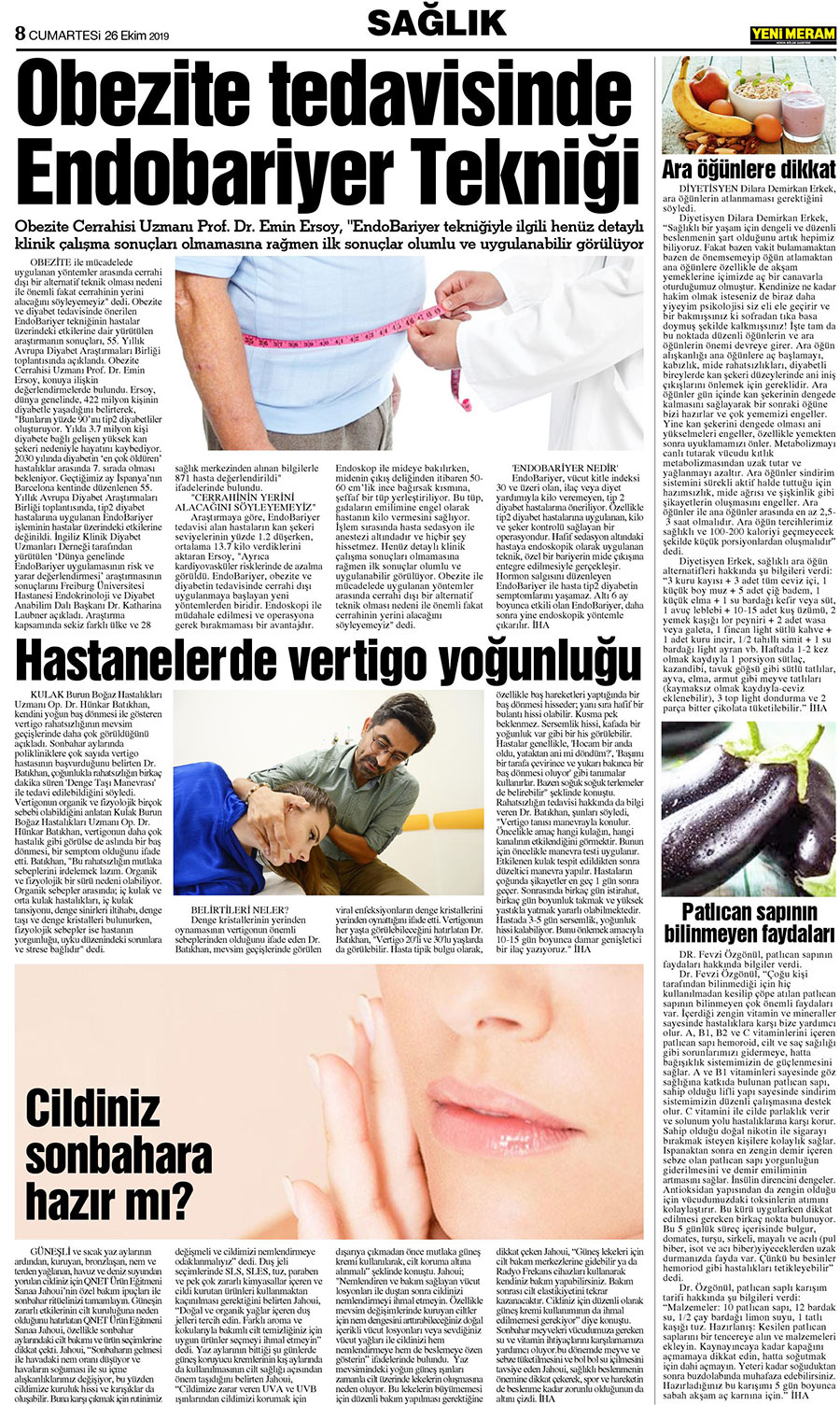 26 Ekim 2019 Yeni Meram Gazetesi