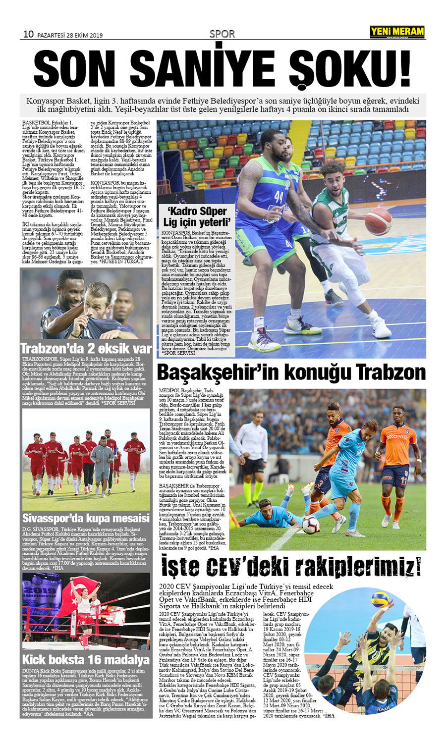 28 Ekim 2019 Yeni Meram Gazetesi