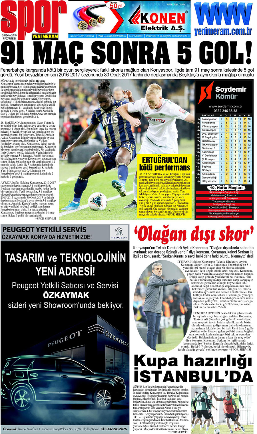 28 Ekim 2019 Yeni Meram Gazetesi